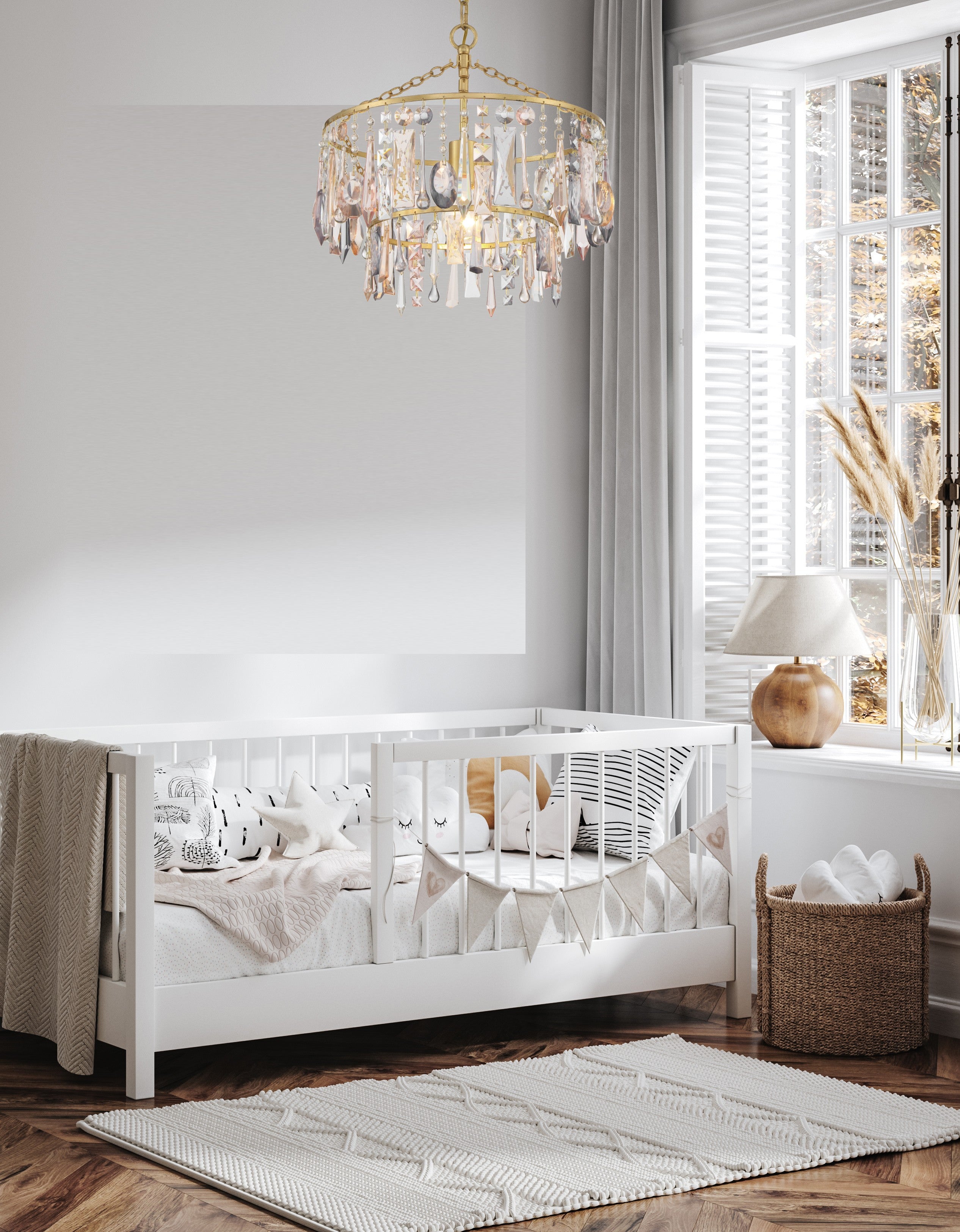 Crystorama Elsa ELS-7100-GA – 15 Inch – 1 Light – Pendant Light – Antique Gold – Damp Rated