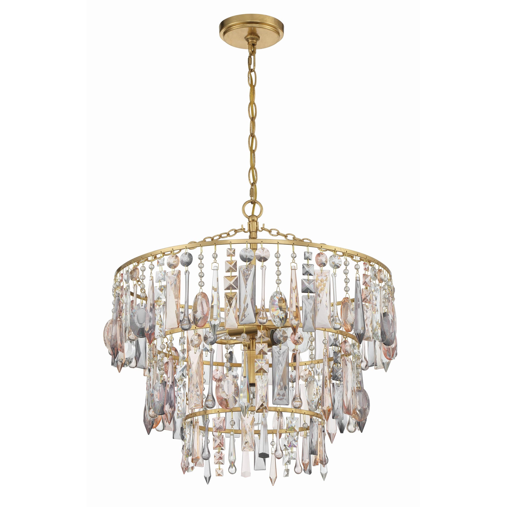 Crystorama Elsa ELS-7103-GA – 20 Inch – 3 Light – Chandelier – Antique Gold – Damp Rated