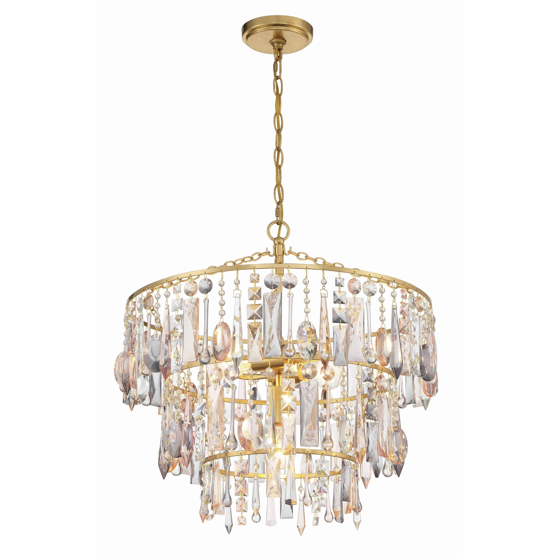 Crystorama Elsa ELS-7103-GA – 20 Inch – 3 Light – Chandelier – Antique Gold – Damp Rated