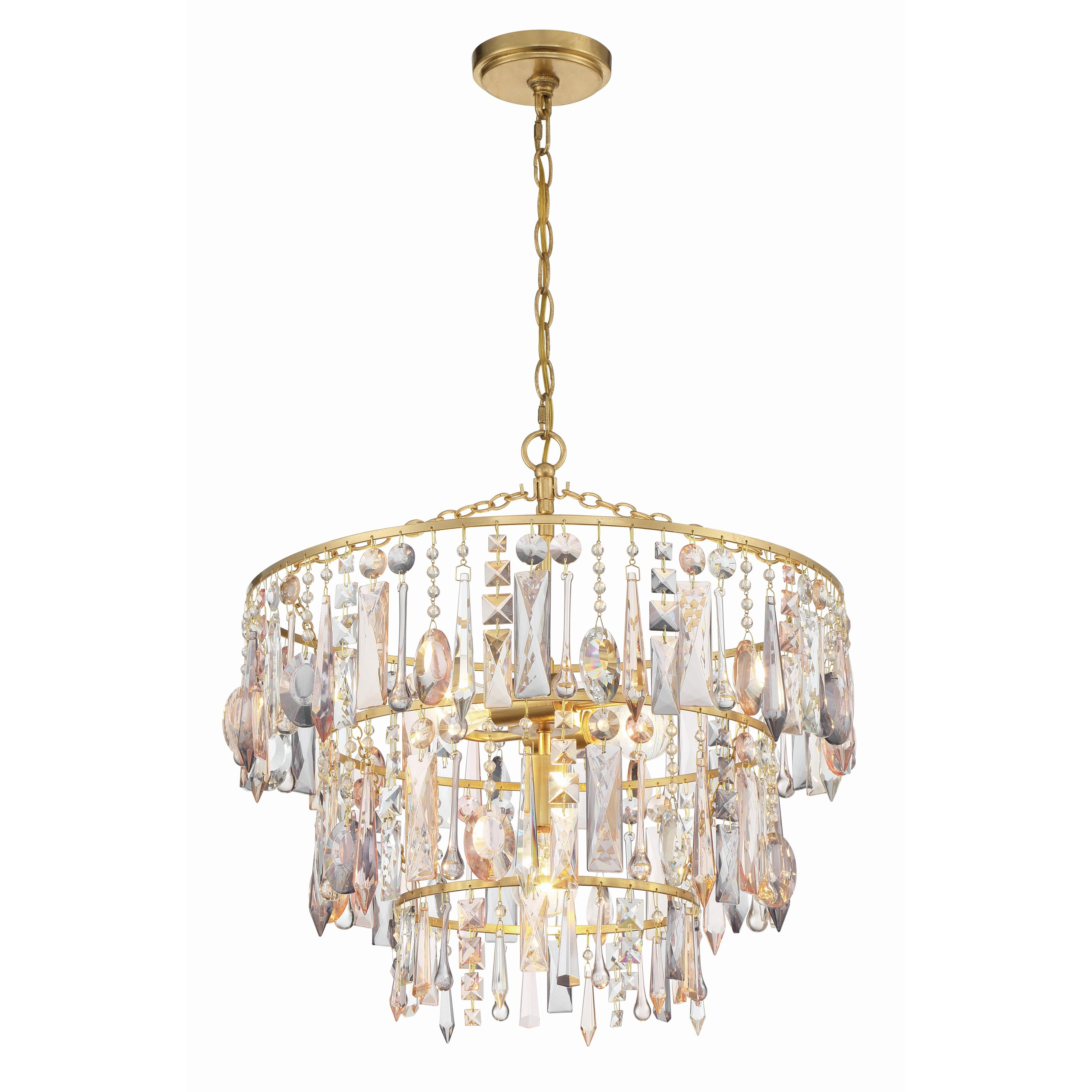 Crystorama Elsa ELS-7103-GA – 20 Inch – 3 Light – Chandelier – Antique Gold – Damp Rated