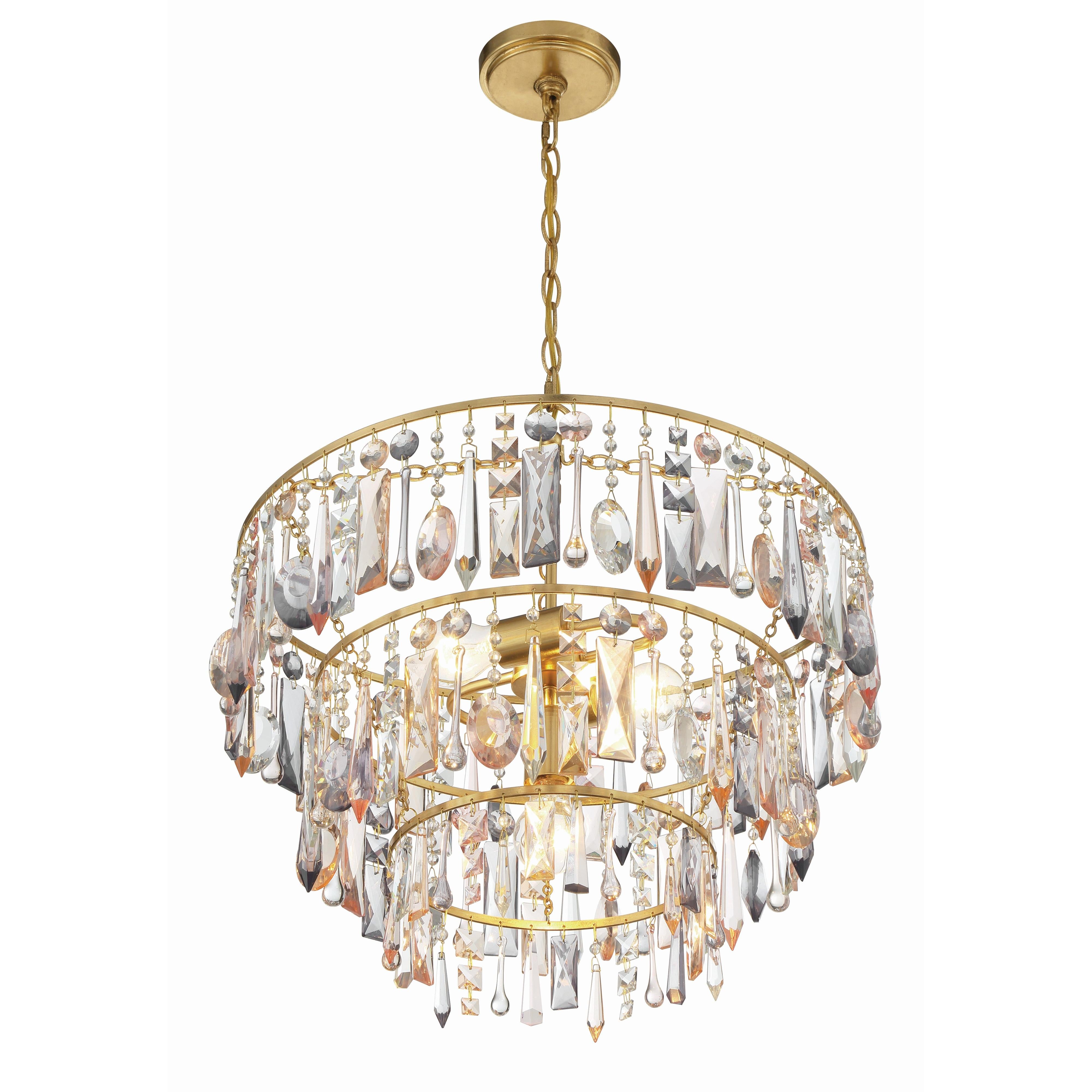 Crystorama Elsa ELS-7103-GA – 20 Inch – 3 Light – Chandelier – Antique Gold – Damp Rated
