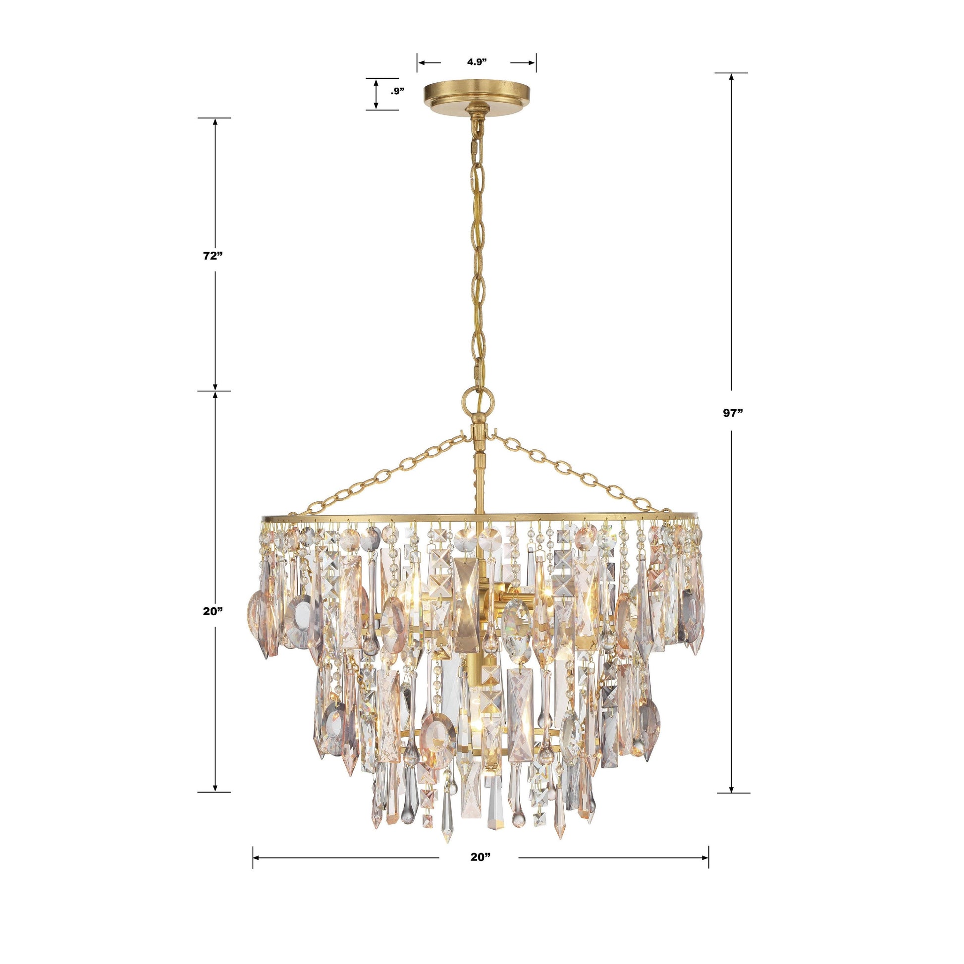 Crystorama Elsa ELS-7103-GA – 20 Inch – 3 Light – Chandelier – Antique Gold – Damp Rated