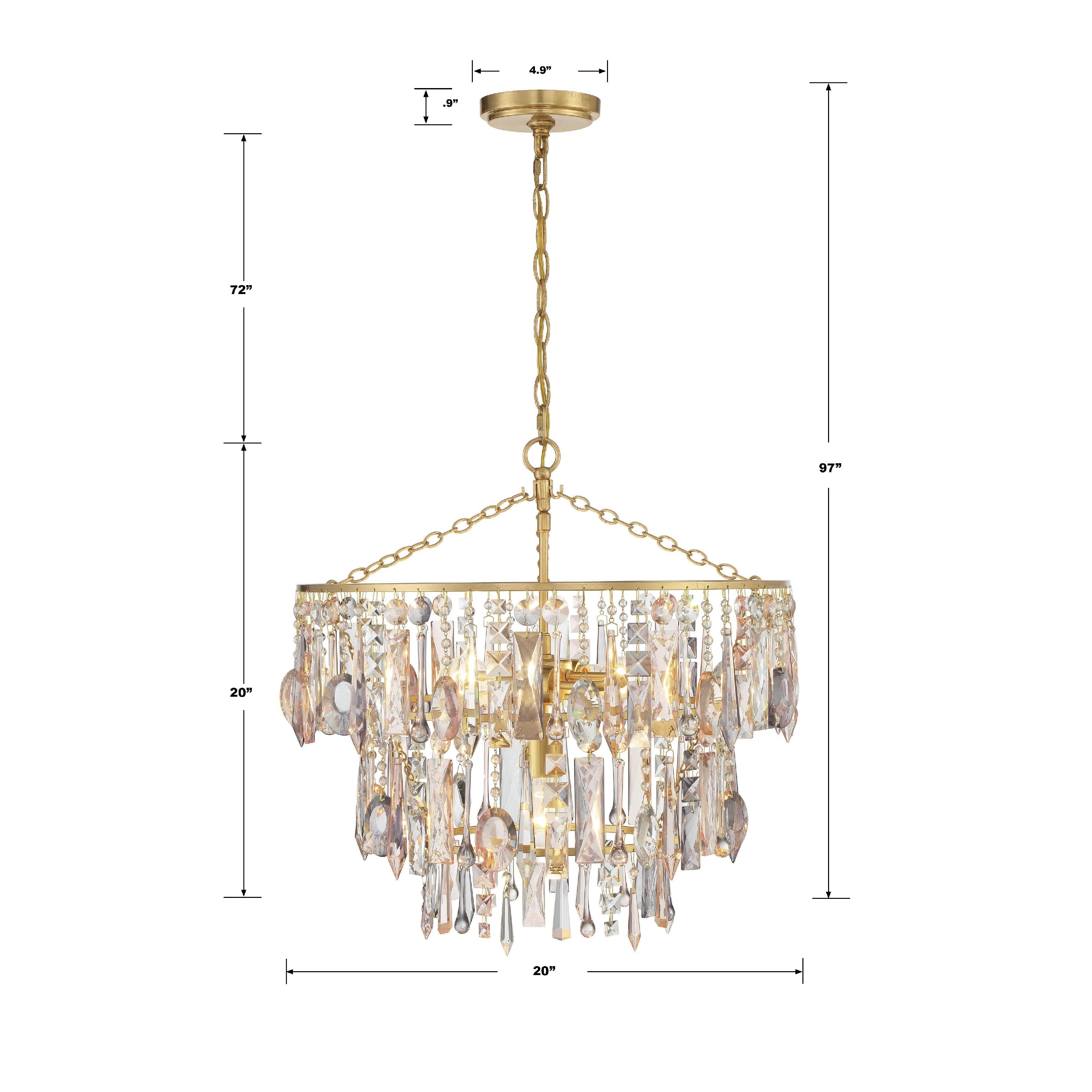 Crystorama Elsa ELS-7103-GA – 20 Inch – 3 Light – Chandelier – Antique Gold – Damp Rated
