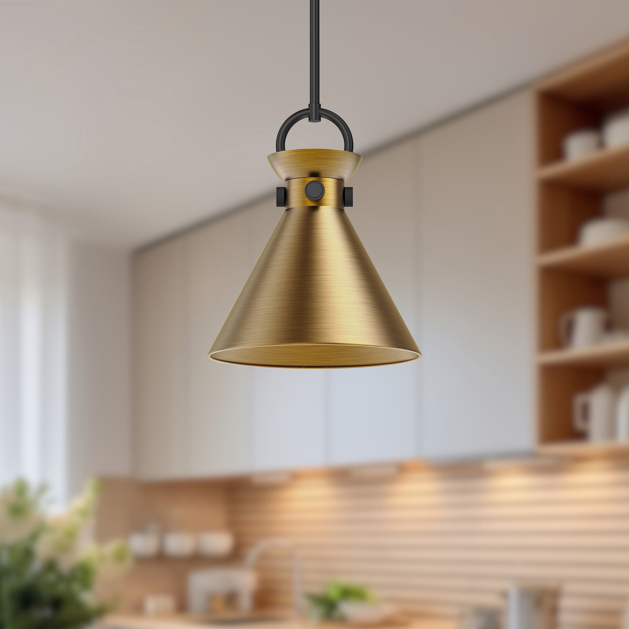 Emerson 11-in Matte Black/Aged Gold 1 Light Pendant