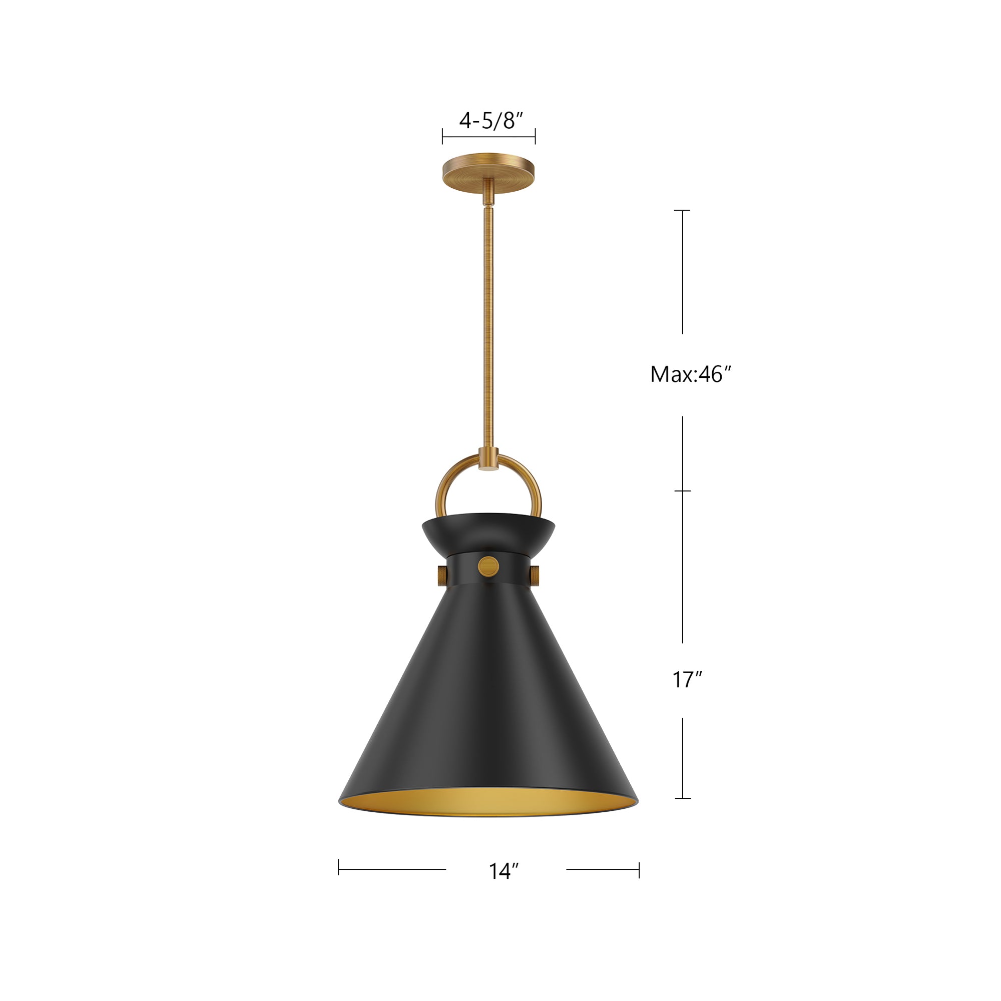 Emerson 14-in Aged Gold/Matte Black 1 Light Pendant