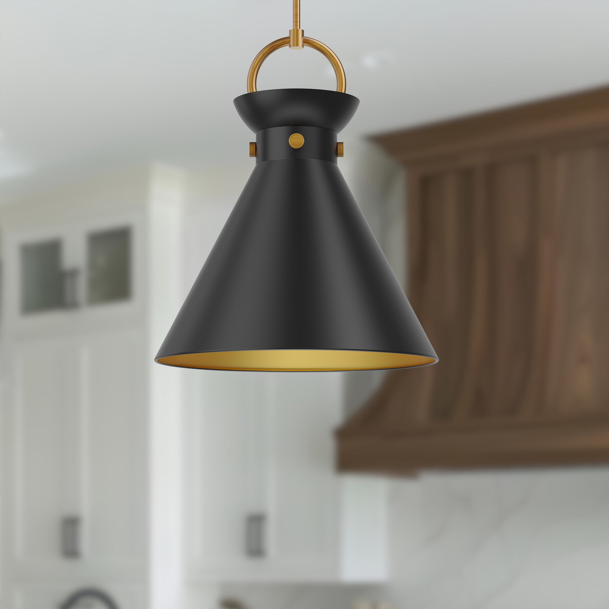 Emerson 18-in Aged Gold/Matte Black 1 Light Pendant