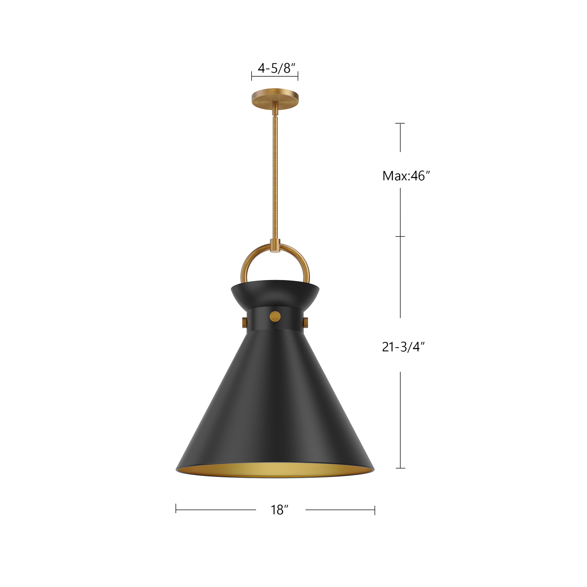 Emerson 18-in Aged Gold/Matte Black 1 Light Pendant