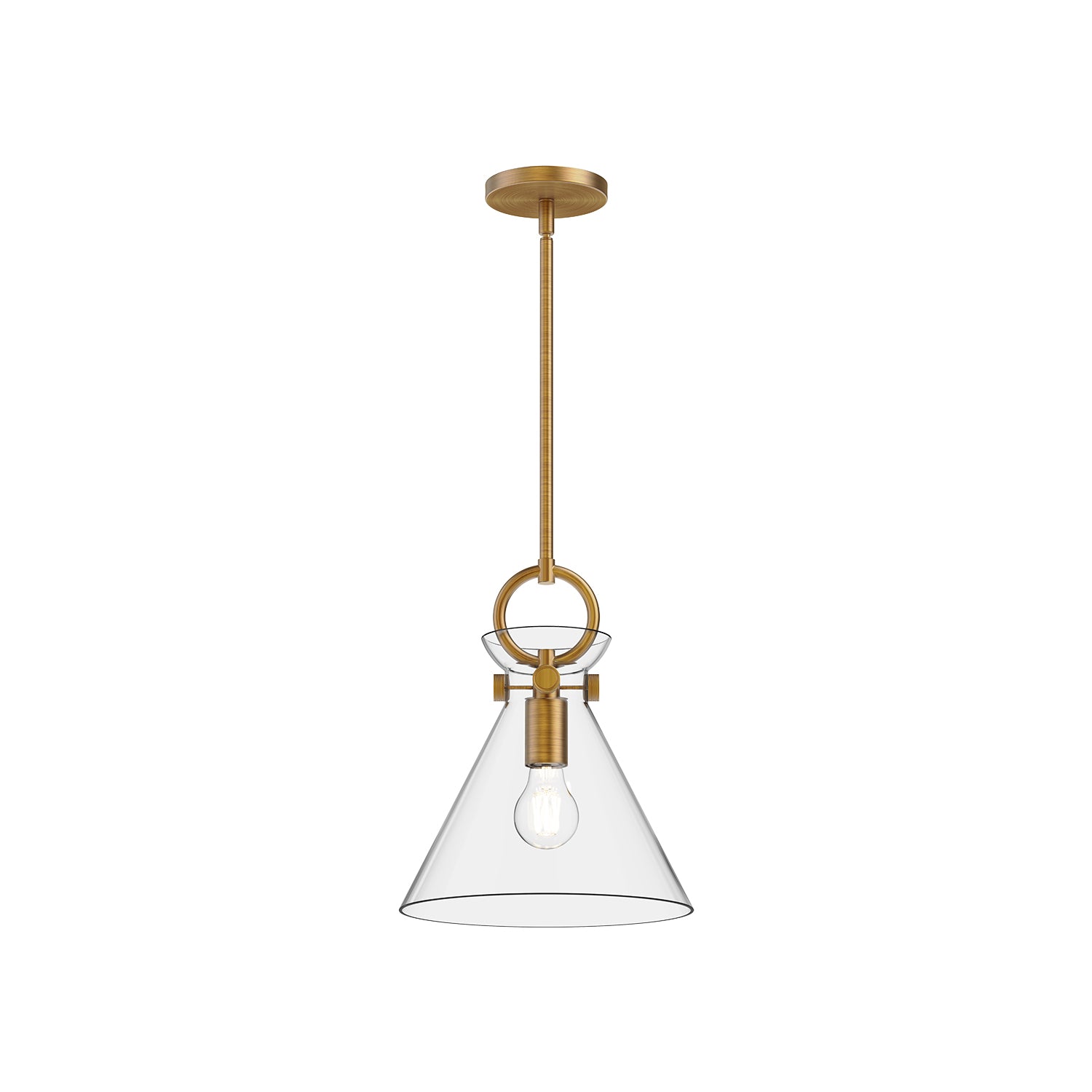Emerson 11-in Aged Gold/Clear 1 Light Pendant