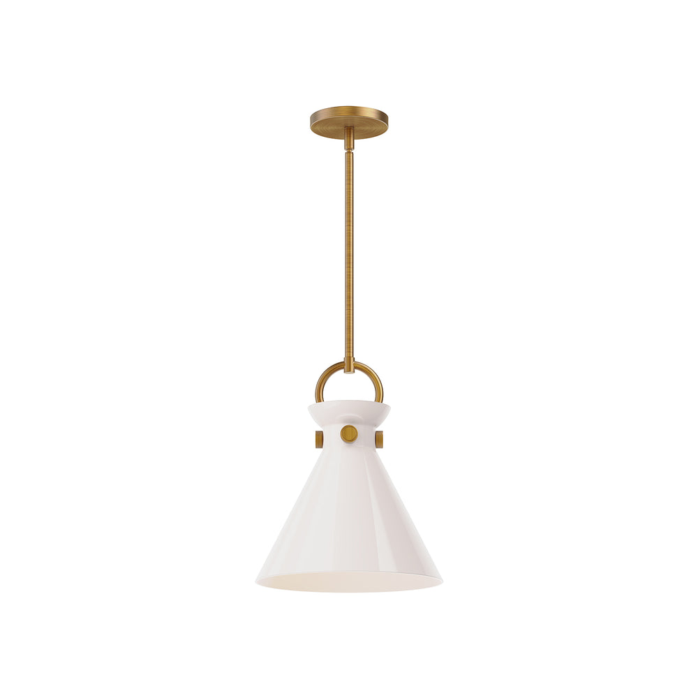 ALORA MOOD Lighting Emerson PD412511AGGO Pendant, 1 Light, Aged Gold/Glossy Opal Glass