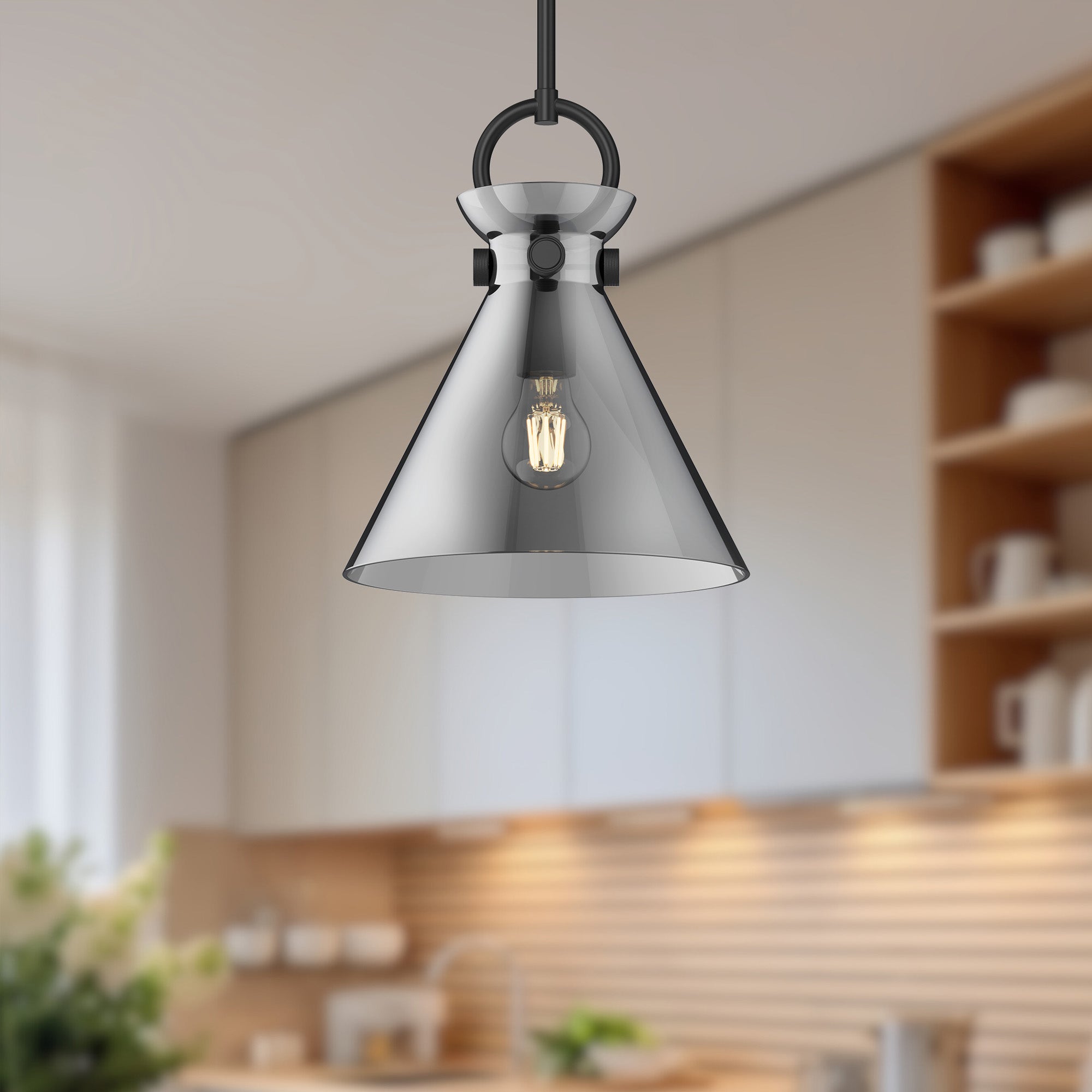 Emerson 11-in Matte Black/Smoked 1 Light Pendant