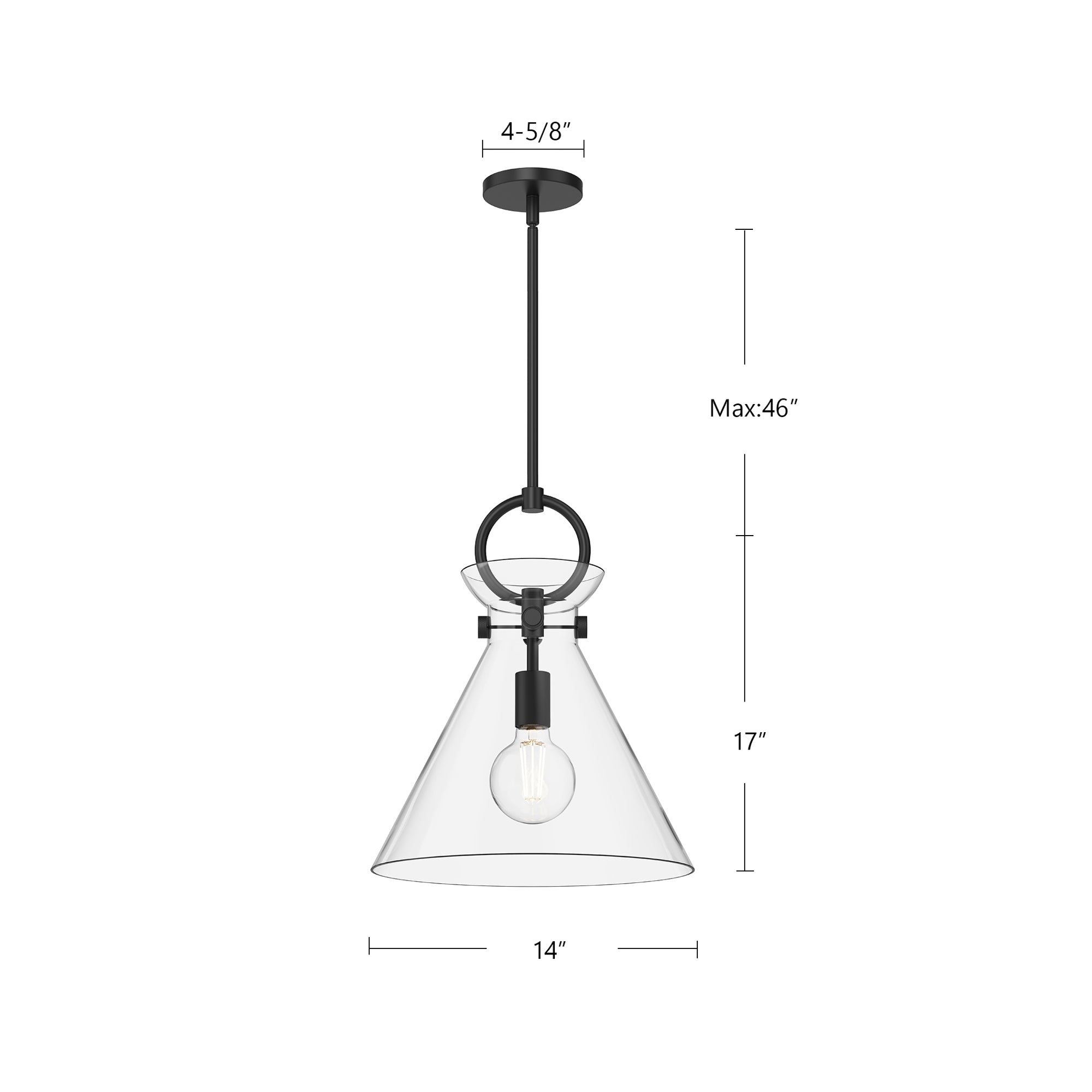 Emerson 14-in Aged Gold/Clear 1 Light Pendant