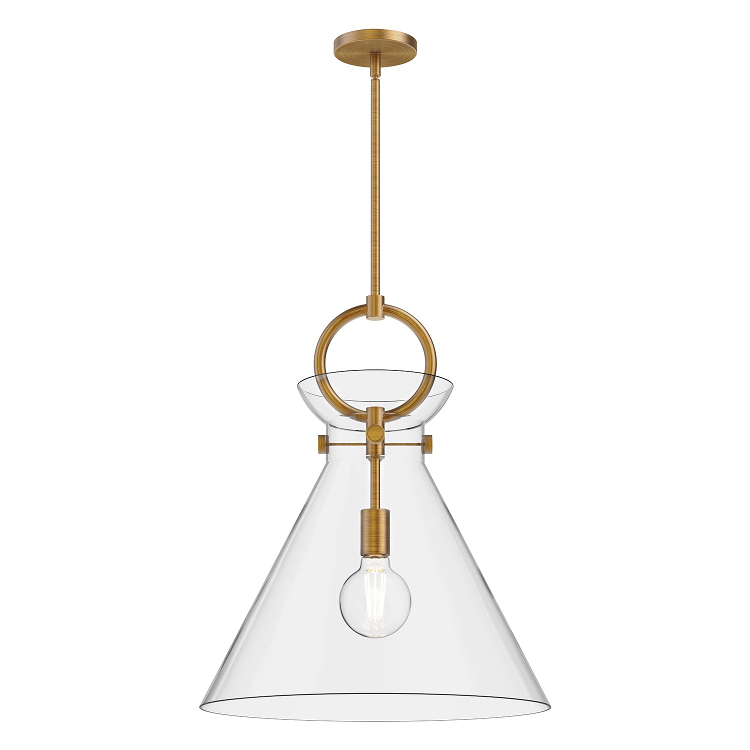 Emerson 18-in Aged Gold/Clear 1 Light Pendant