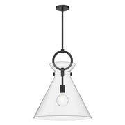 Emerson 18-in Matte Black/Clear Glass 1 Light Pendant