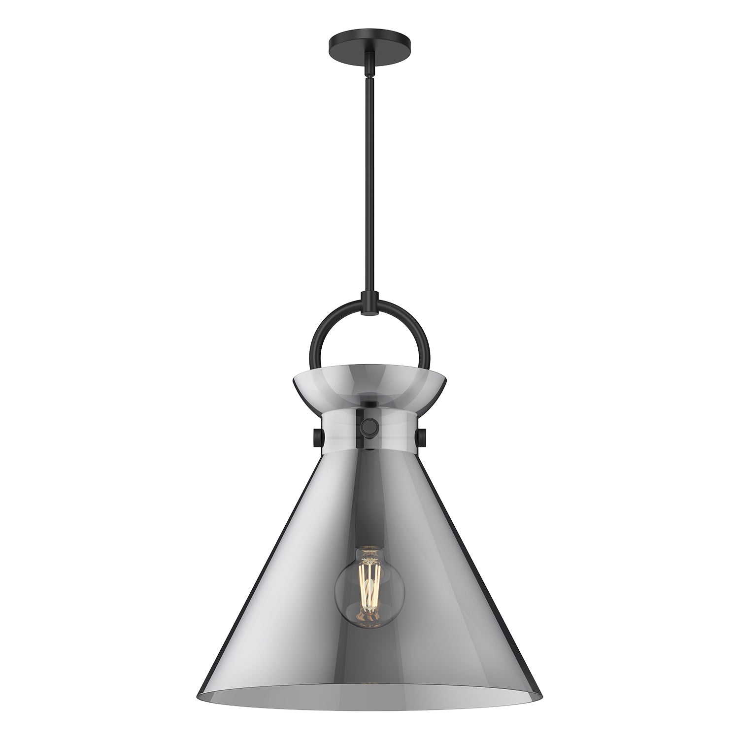 Emerson 18-in Matte Black/Smoked 1 Light Pendant