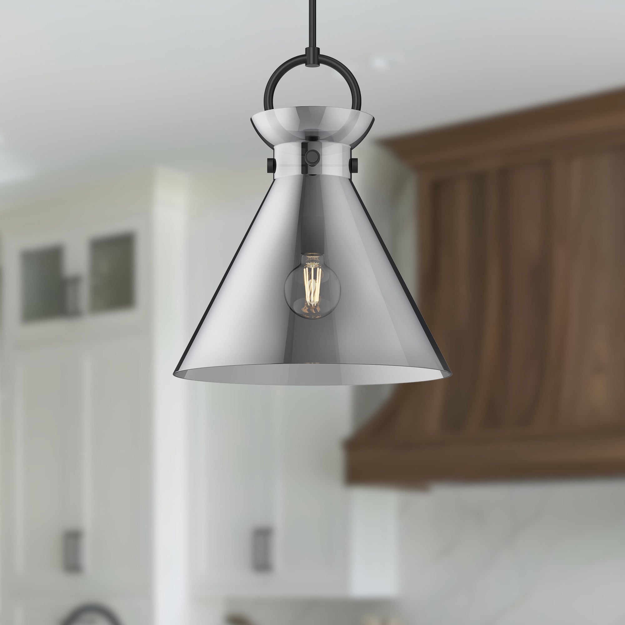 Emerson 18-in Matte Black/Smoked 1 Light Pendant