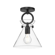 Emerson 9-in Matte Black/Clear Glass 1 Light Semi Flush Mount