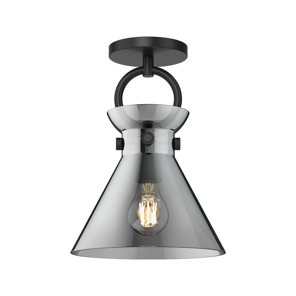 ALORA MOOD Lighting Emerson SF412509MBSM Semi Flush Mount, UL Damp Rated, Matte Black/Smoked