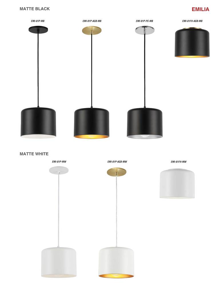 Dainolite EMILIA EMI-81P-AGB-MB Pendant Transitional - Aged Brass