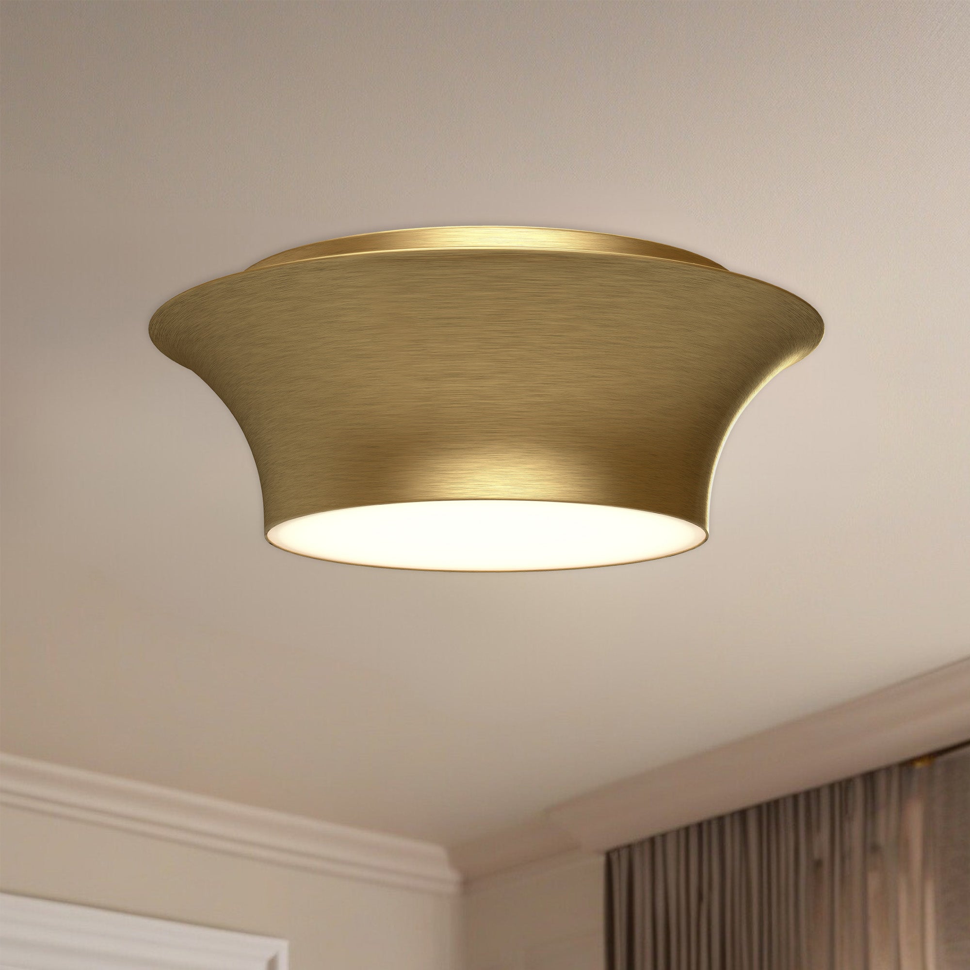 Emiko 12-in Brushed Gold 2 Lights Flush Mount