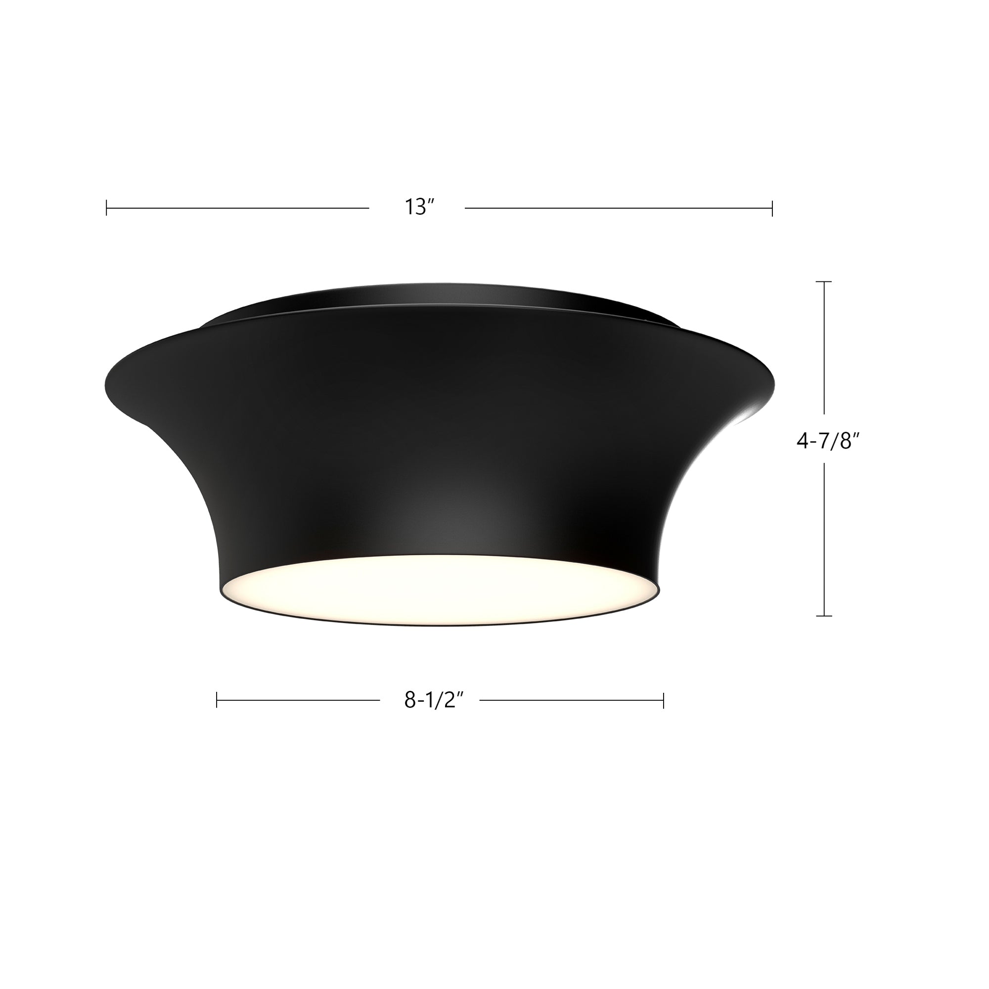 Emiko 12-in Matte Black 2 Lights Flush Mount