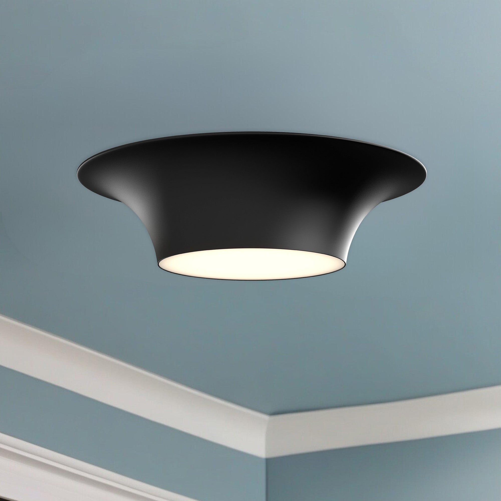 Emiko 16-in Matte Black 2 Lights Flush Mount