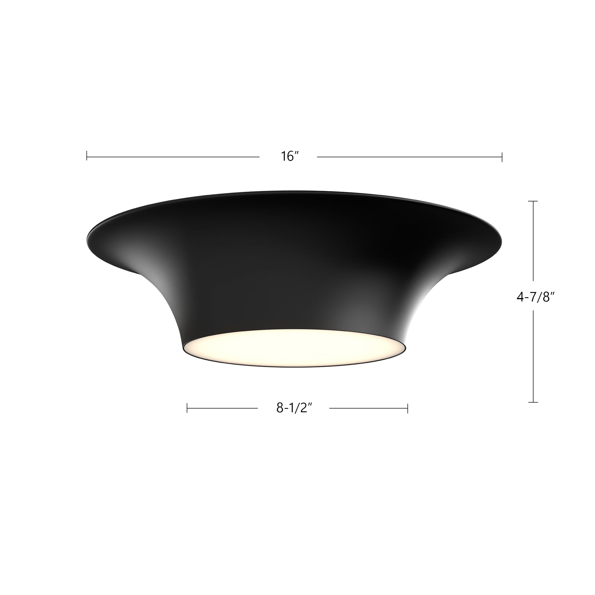 Emiko 16-in Matte Black 2 Lights Flush Mount