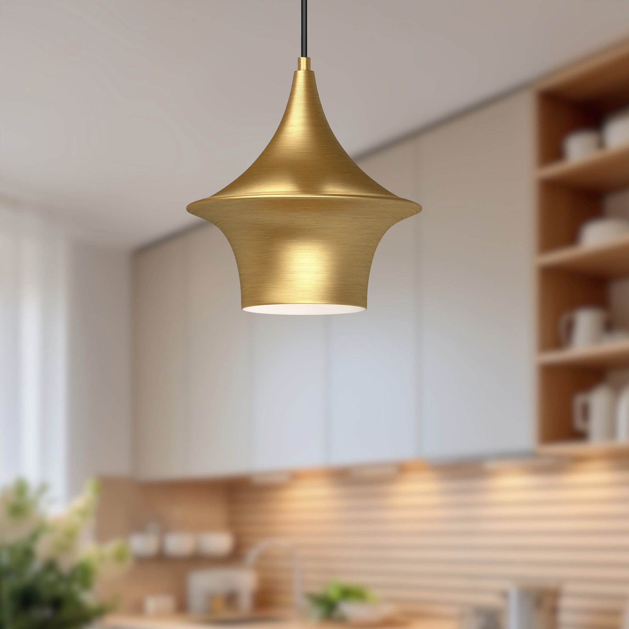 Emiko 9-in Brushed Gold 1 Light Pendant