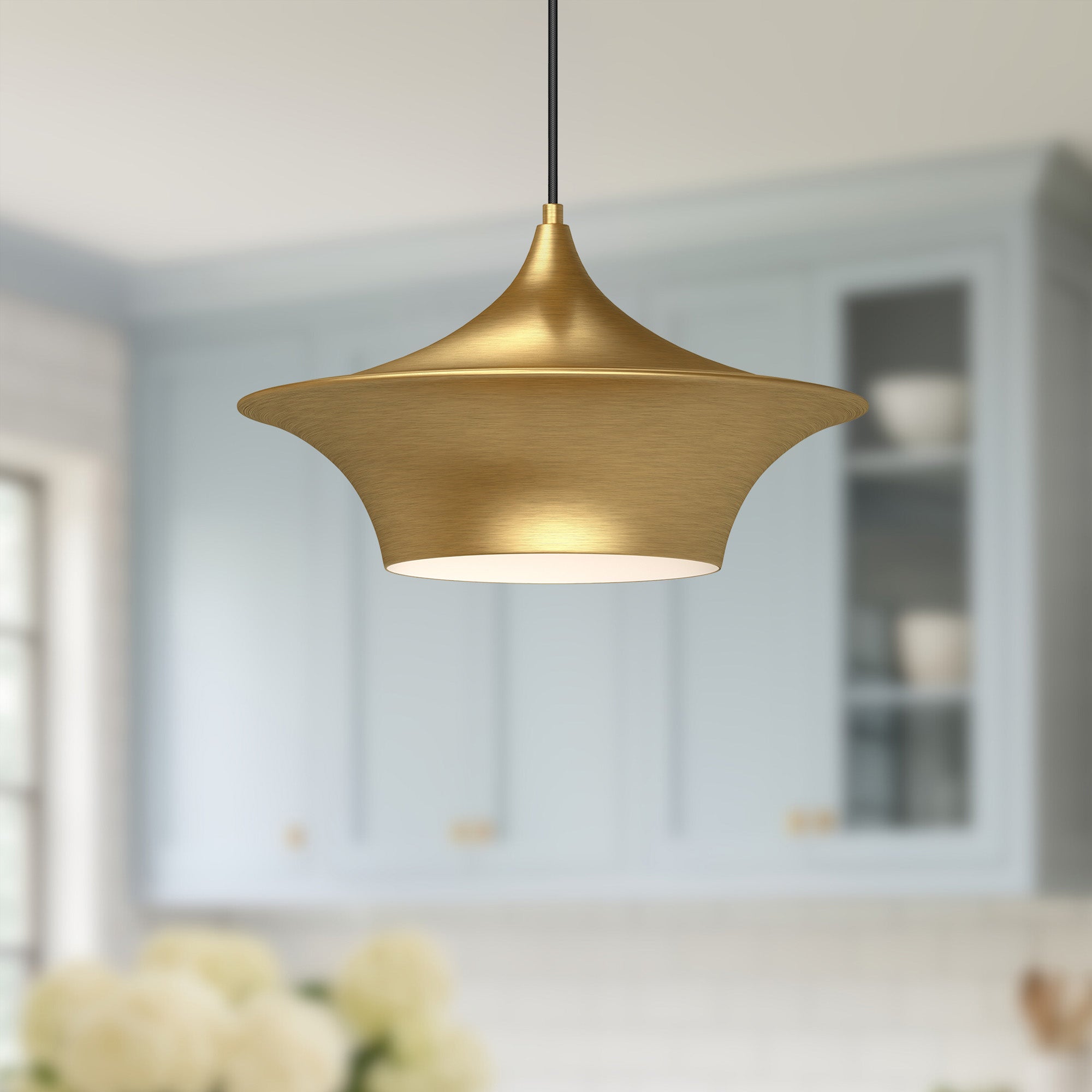 Emiko 16-in Brushed Gold 1 Light Pendant