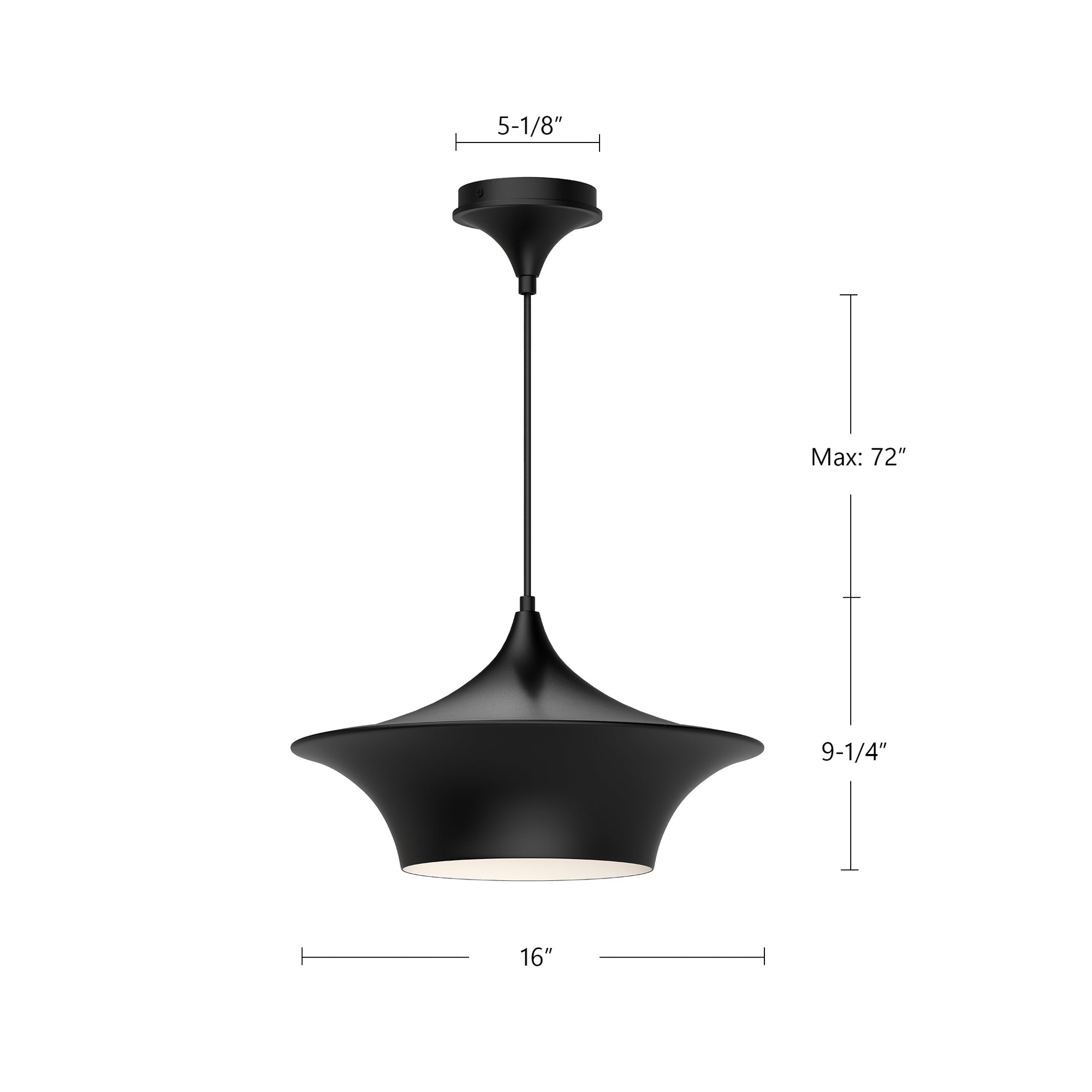 Emiko 16-in Matte Black 1 Light Pendant