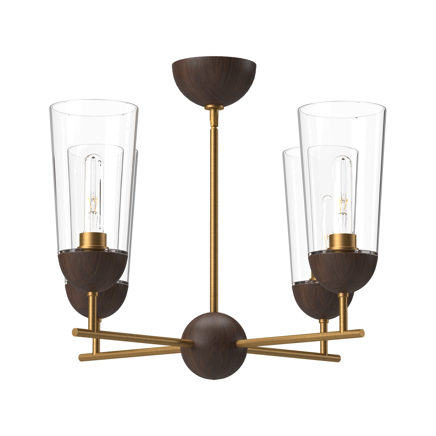 Emil 25-in Aged Gold/Walnut 4 Lights Chandeliers