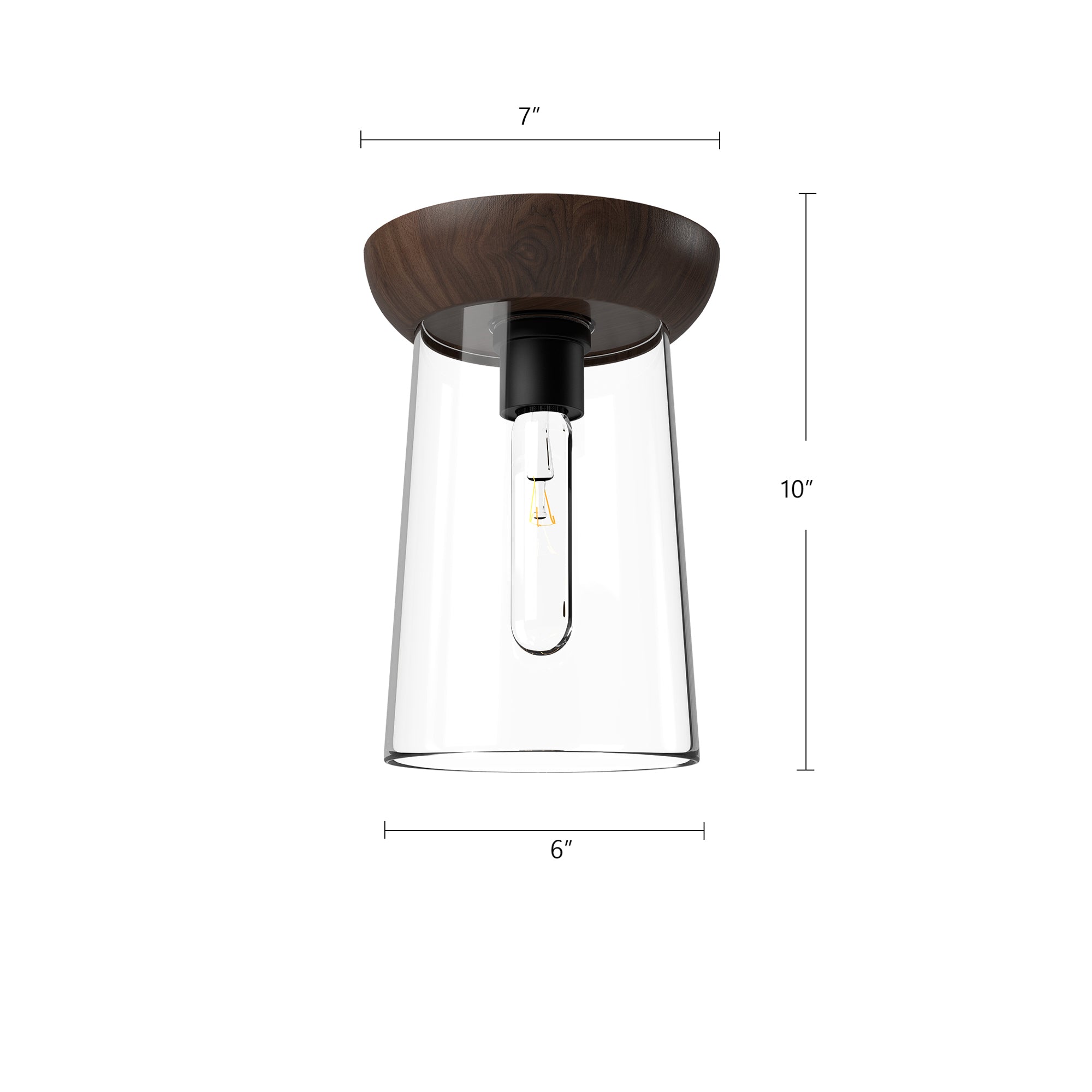 Emil 7-in Matte Black/Walnut 1 Light Flush Mount