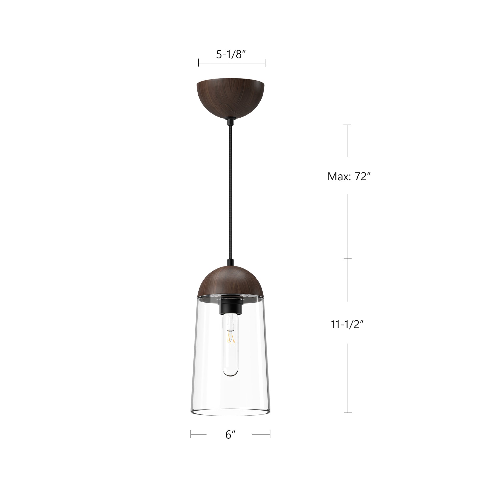Emil 6-in Aged Gold/Walnut 1 Light Pendant