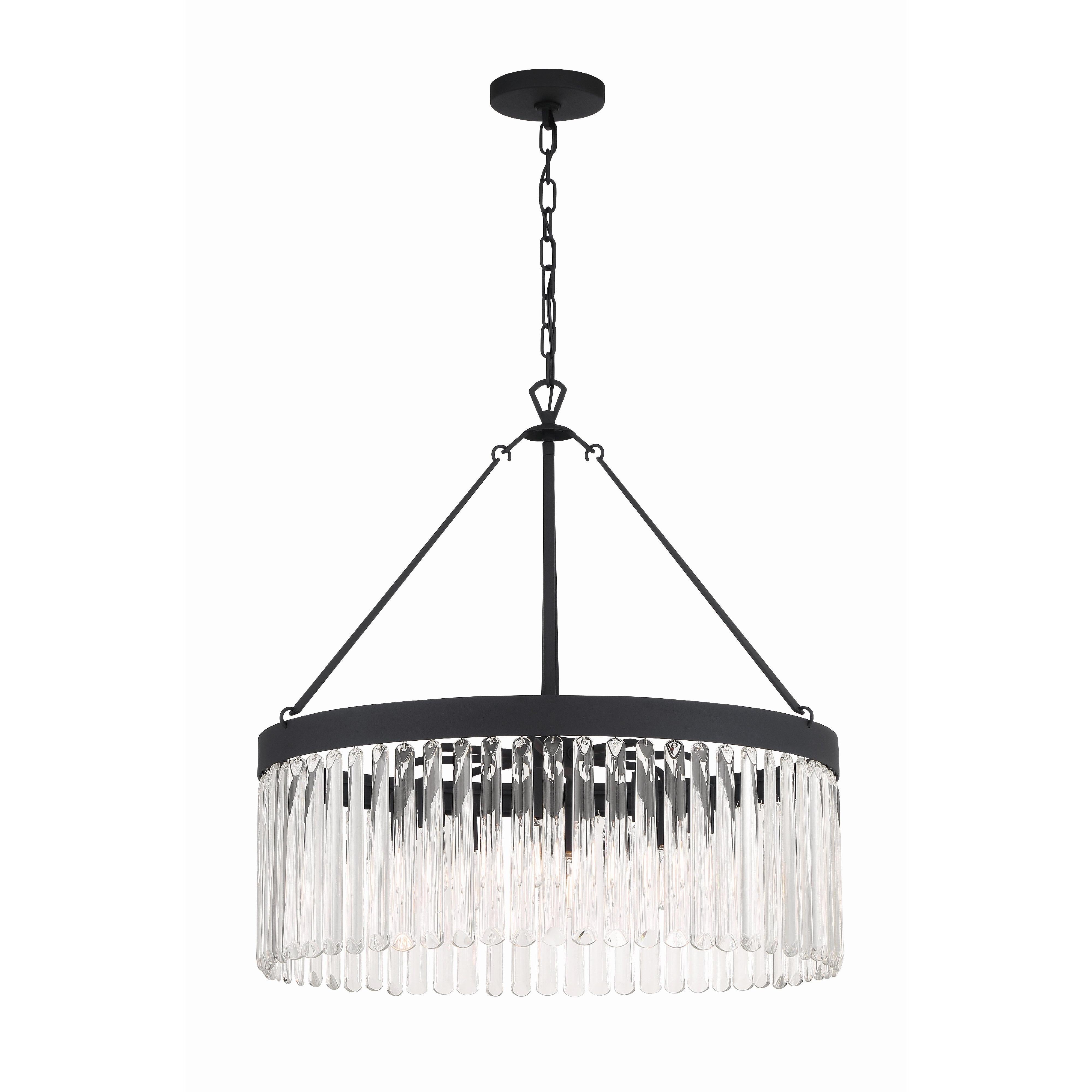 Crystorama Emory EMO-5406-BF – 24 Inch – 8 Light – Chandelier – Black Forged – Damp Rated
