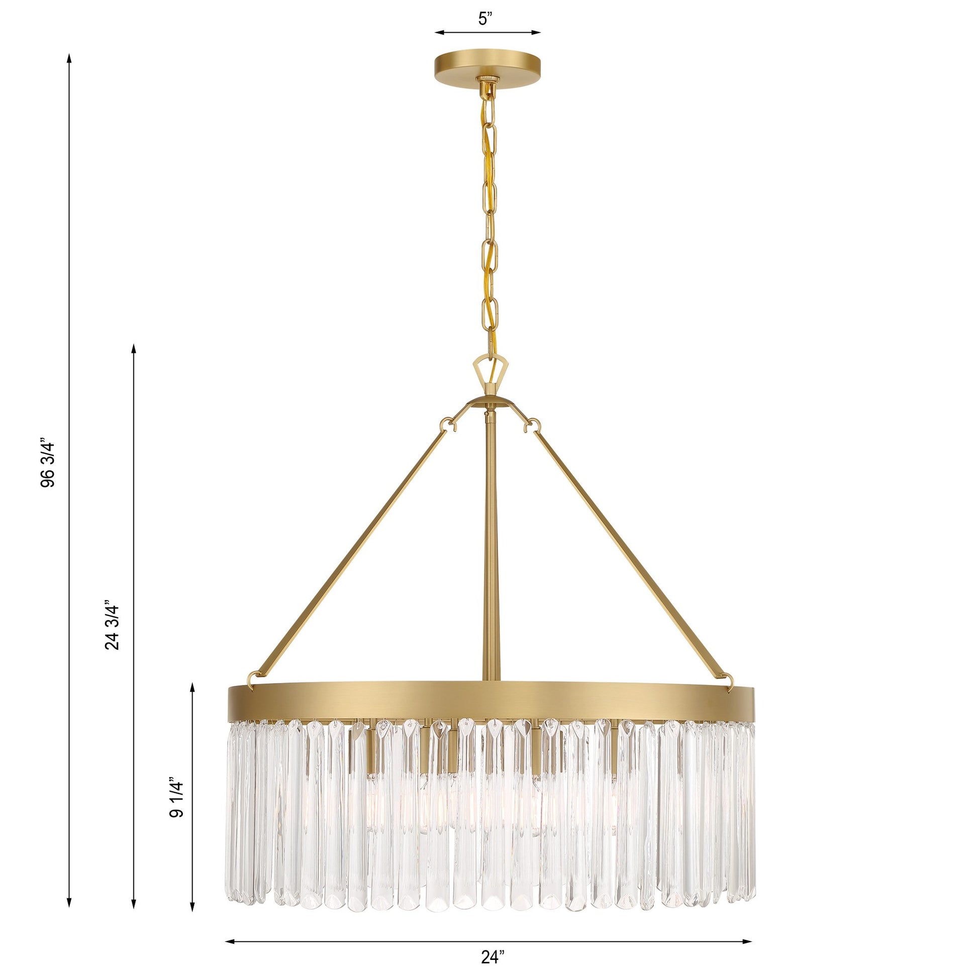 Crystorama Emory EMO-5406-MG – 24 Inch – 8 Light – Chandelier – Modern Gold – Damp Rated