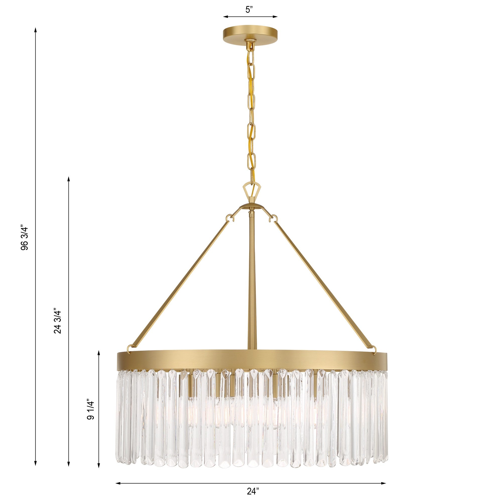 Crystorama Emory EMO-5406-MG – 24 Inch – 8 Light – Chandelier – Modern Gold – Damp Rated