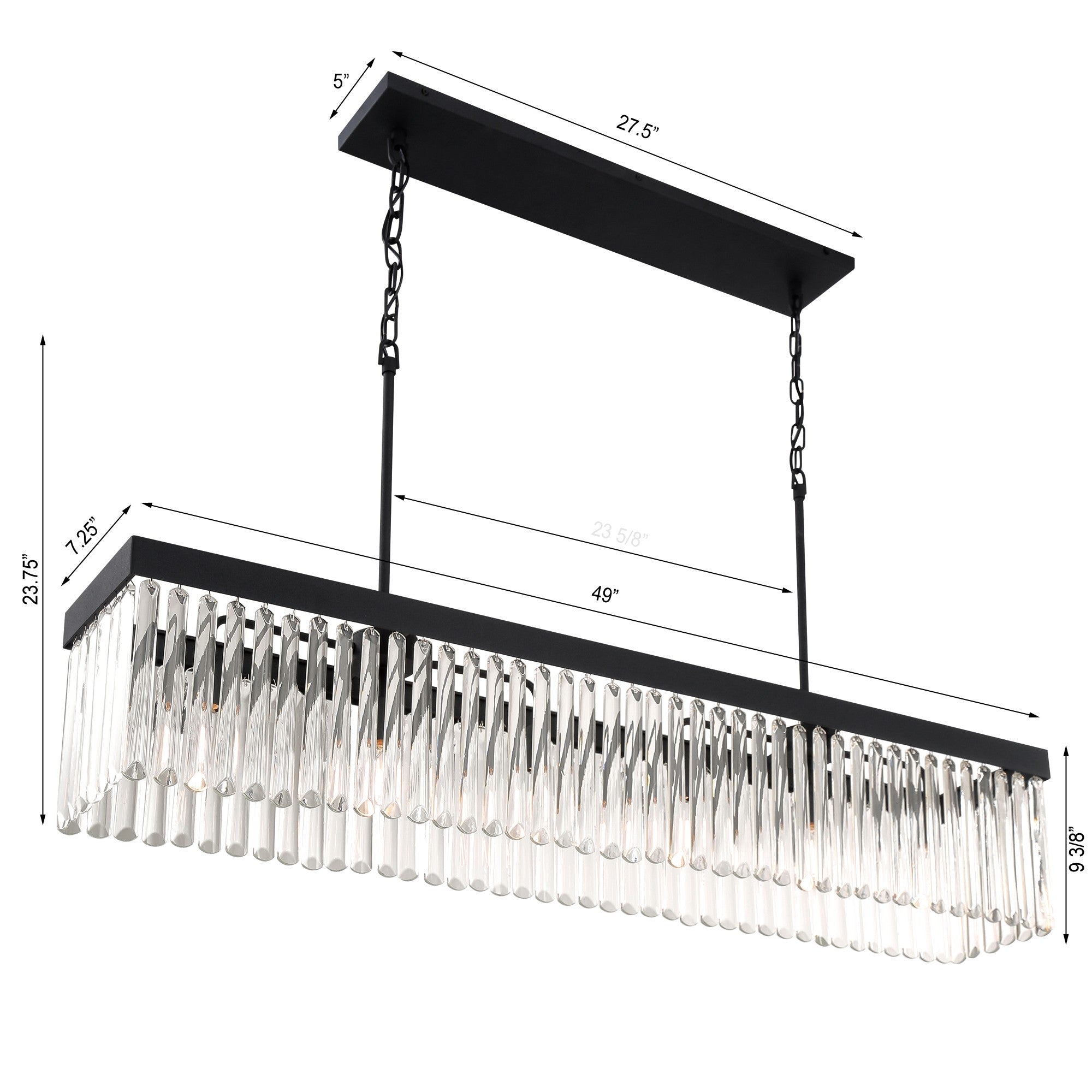 Crystorama Emory EMO-5407-BF – 49 Inch – 6 Light – Chandelier – Black Forged – Damp Rated