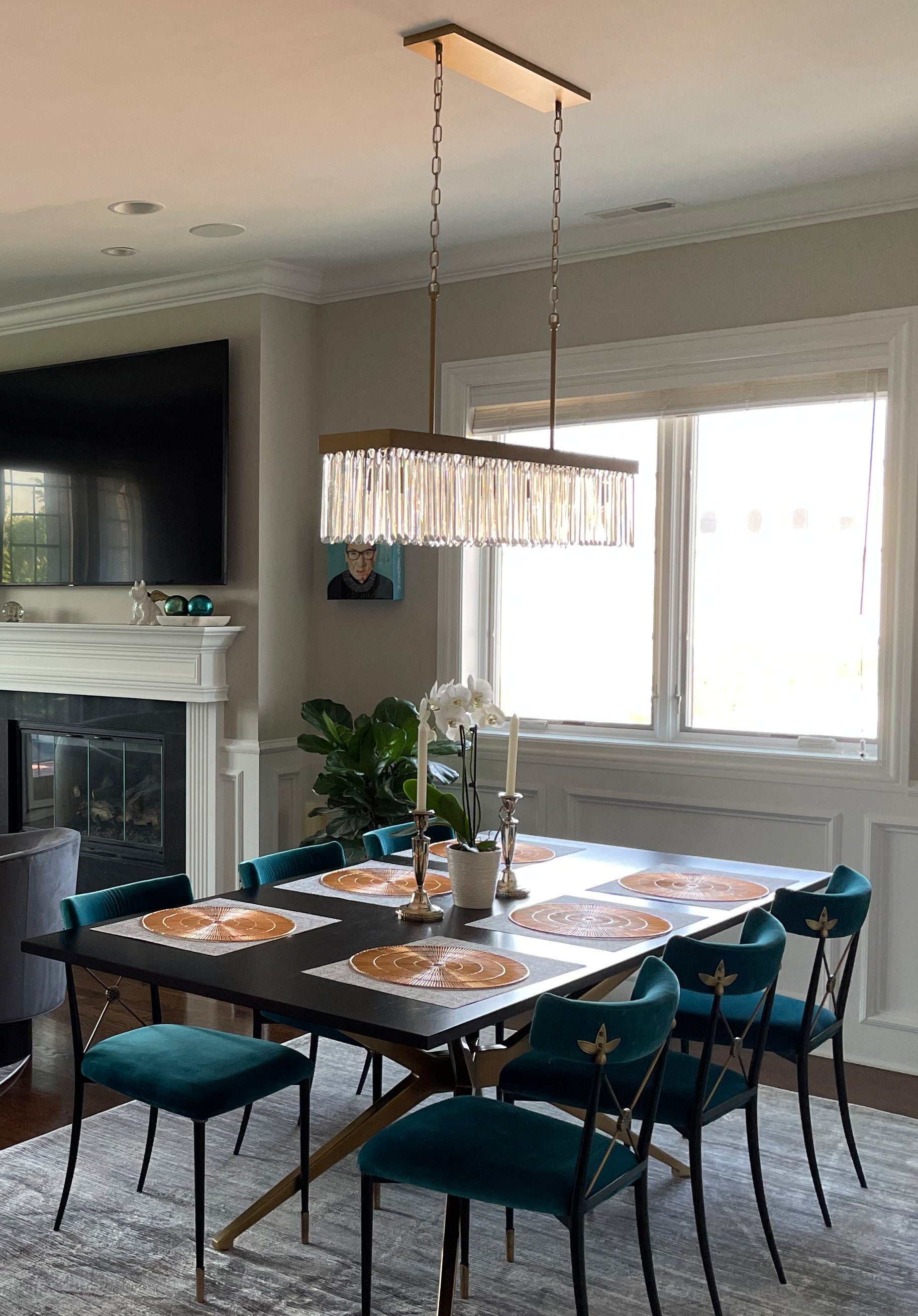 Crystorama Emory EMO-5407-MG – 49 Inch – 6 Light – Chandelier – Modern Gold – Damp Rated