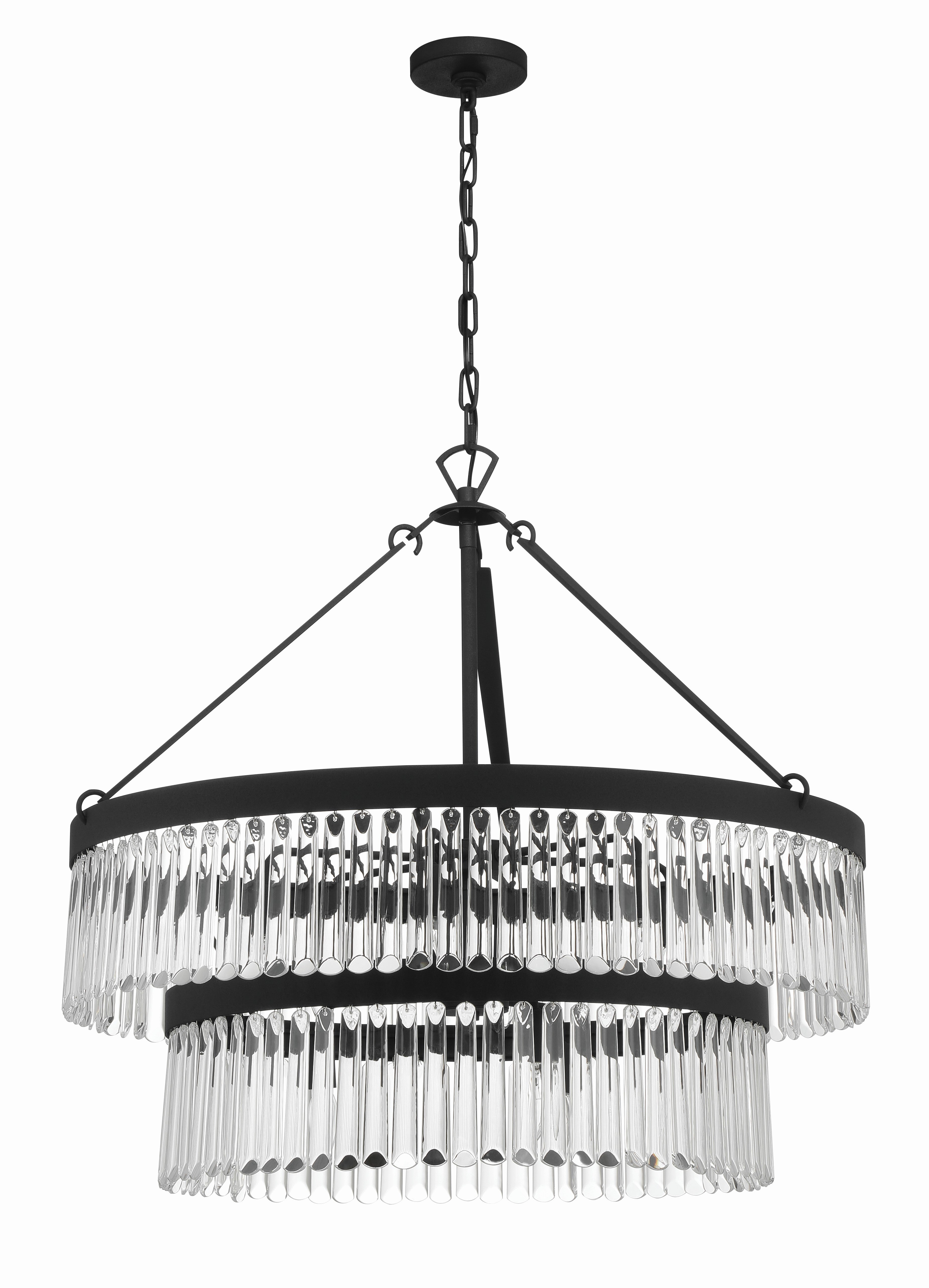 Crystorama Emory EMO-5408-BF – 32 Inch – 9 Light – Chandelier – Black Forged – Damp Rated