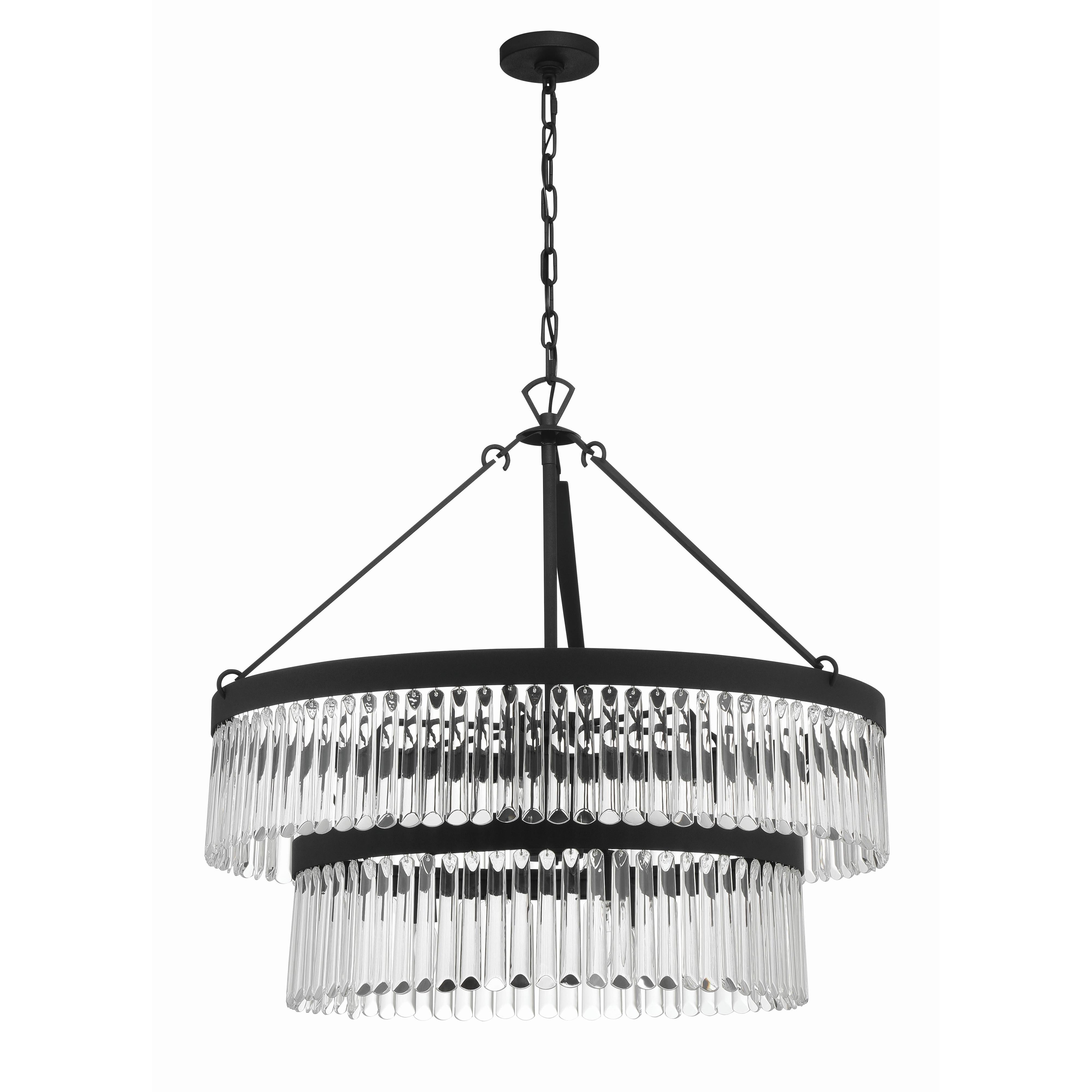 Crystorama Emory EMO-5408-BF – 32 Inch – 9 Light – Chandelier – Black Forged – Damp Rated