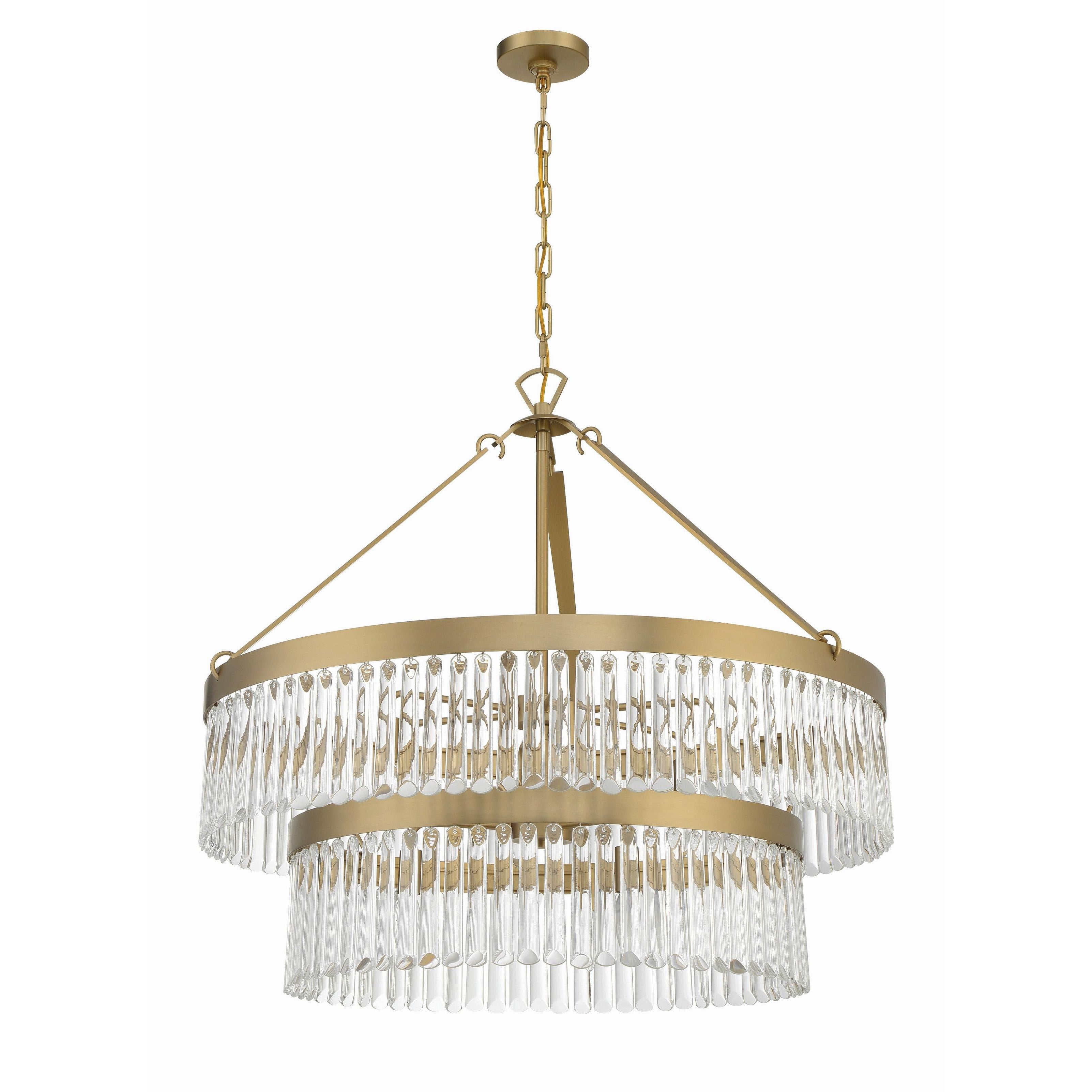 Crystorama Emory EMO-5408-MG – 32 Inch – 9 Light – Chandelier – Modern Gold – Damp Rated