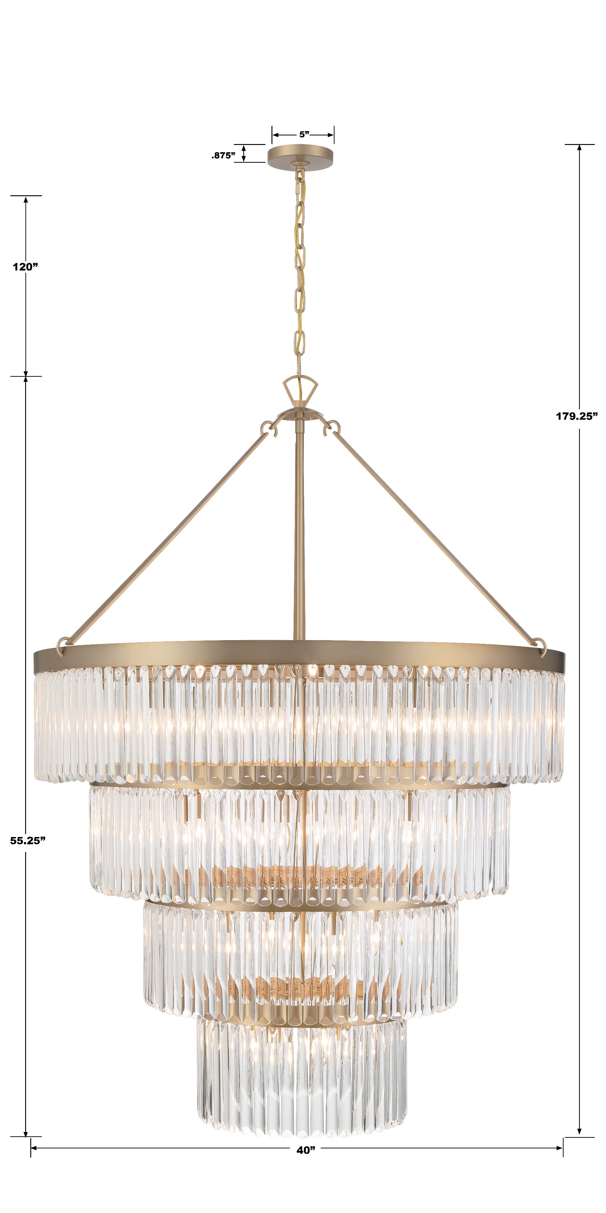 Crystorama Emory EMO-5409-MG – 40 Inch – 22 Light – Chandelier – Modern Gold – Damp Rated