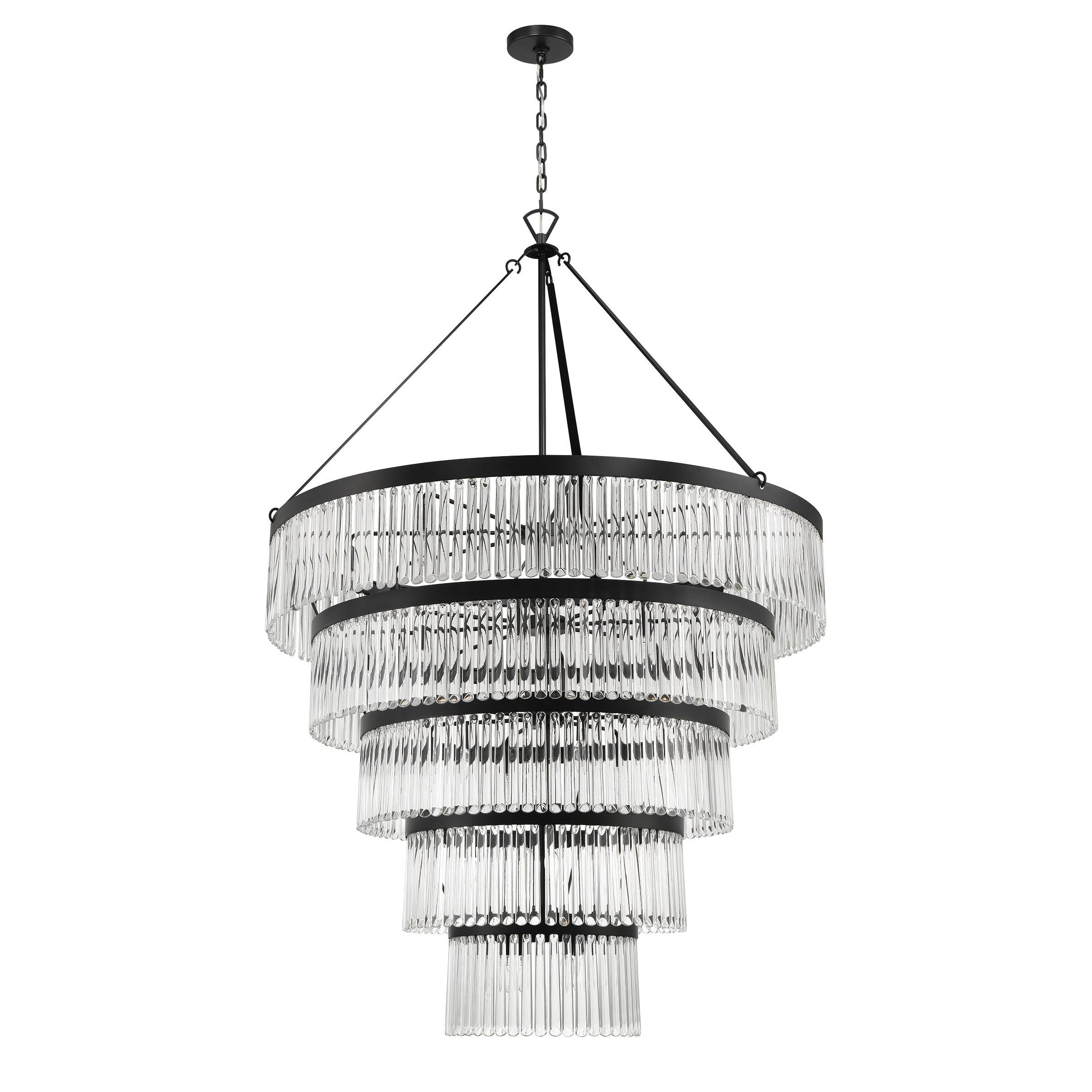 Crystorama Emory EMO-5430-BF – 48 Inch – 30 Light – Chandelier – Black Forged – Damp Rated