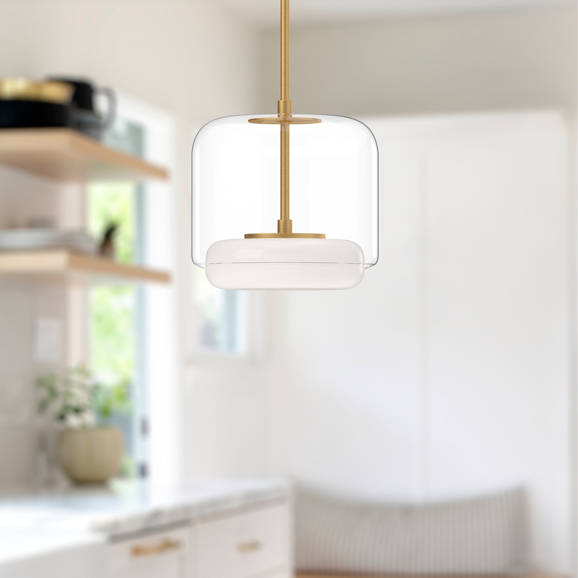 Enkel 10-in Clear/Brushed Gold LED Pendant
