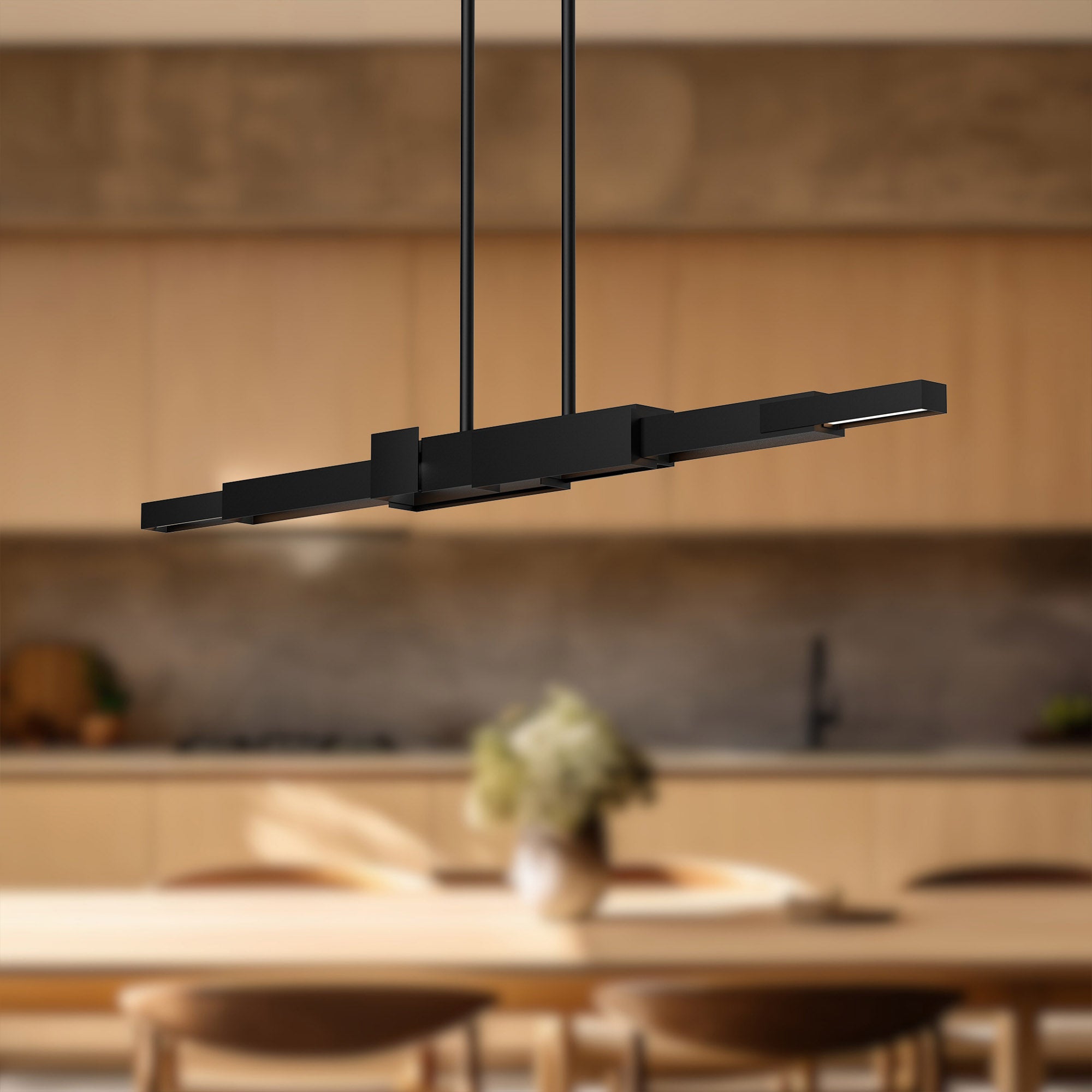 Enzo 48-in Black LED Linear Pendant