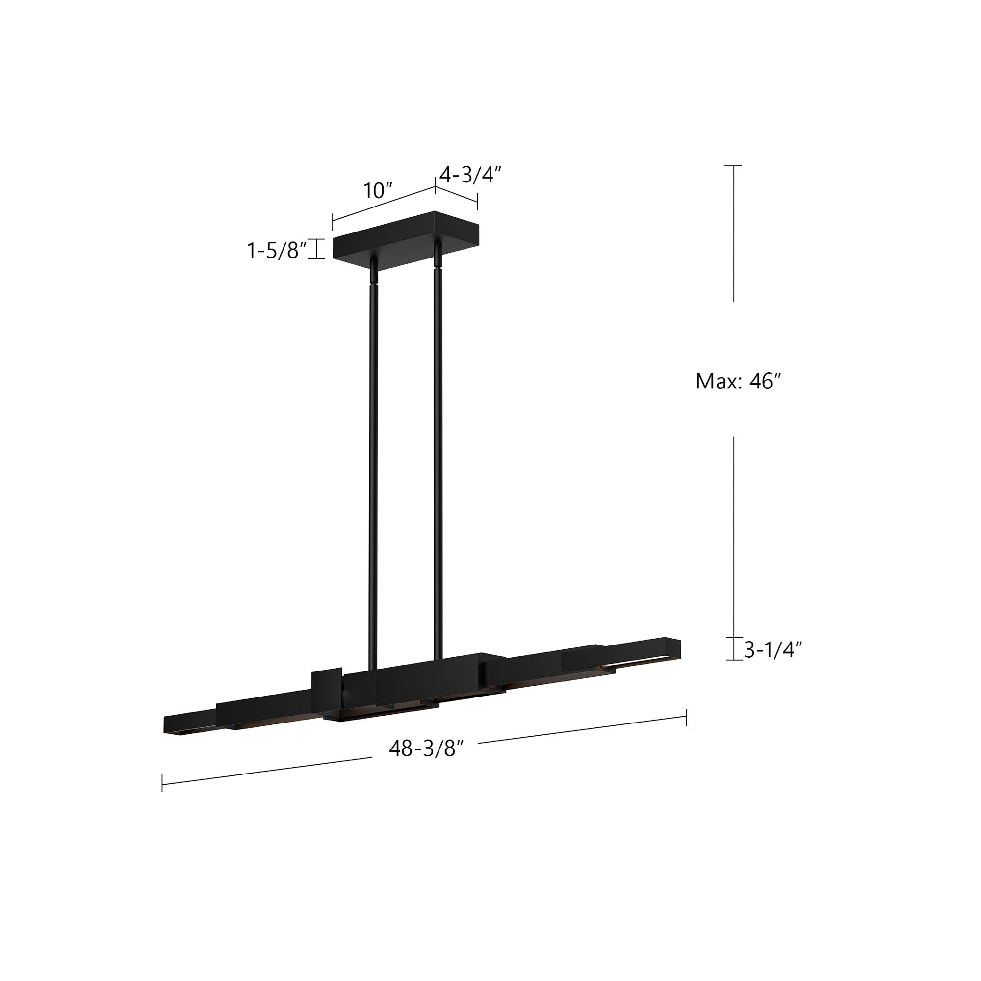 Enzo 48-in Black LED Linear Pendant