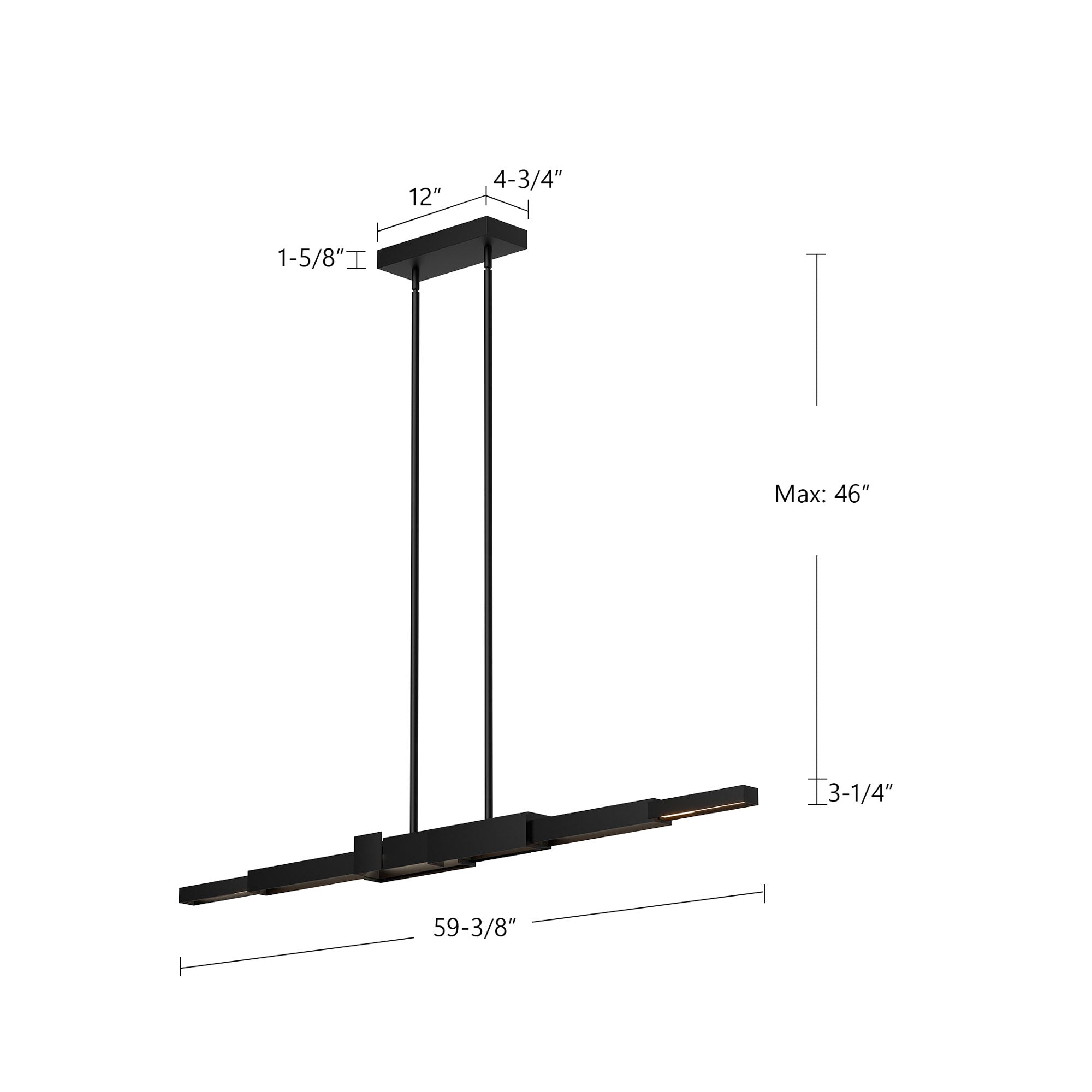 Enzo 60-in Black LED Linear Pendant