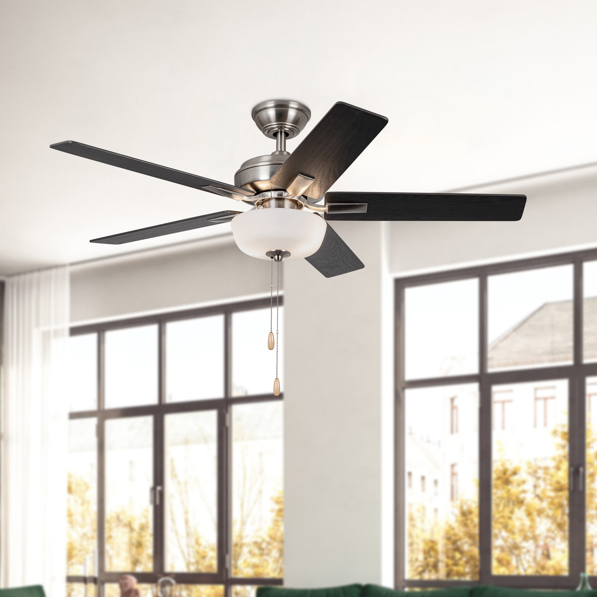 Erikson 52-in Brushed Nickel FAN + LED KIT with Bulb Ceiling Fan