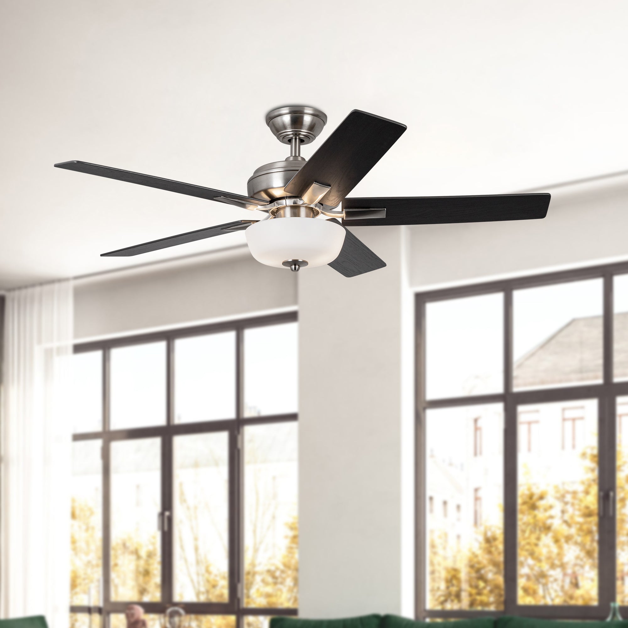 Erikson 52-in Brushed Nickel FAN + LED KIT with Bulb Ceiling Fan