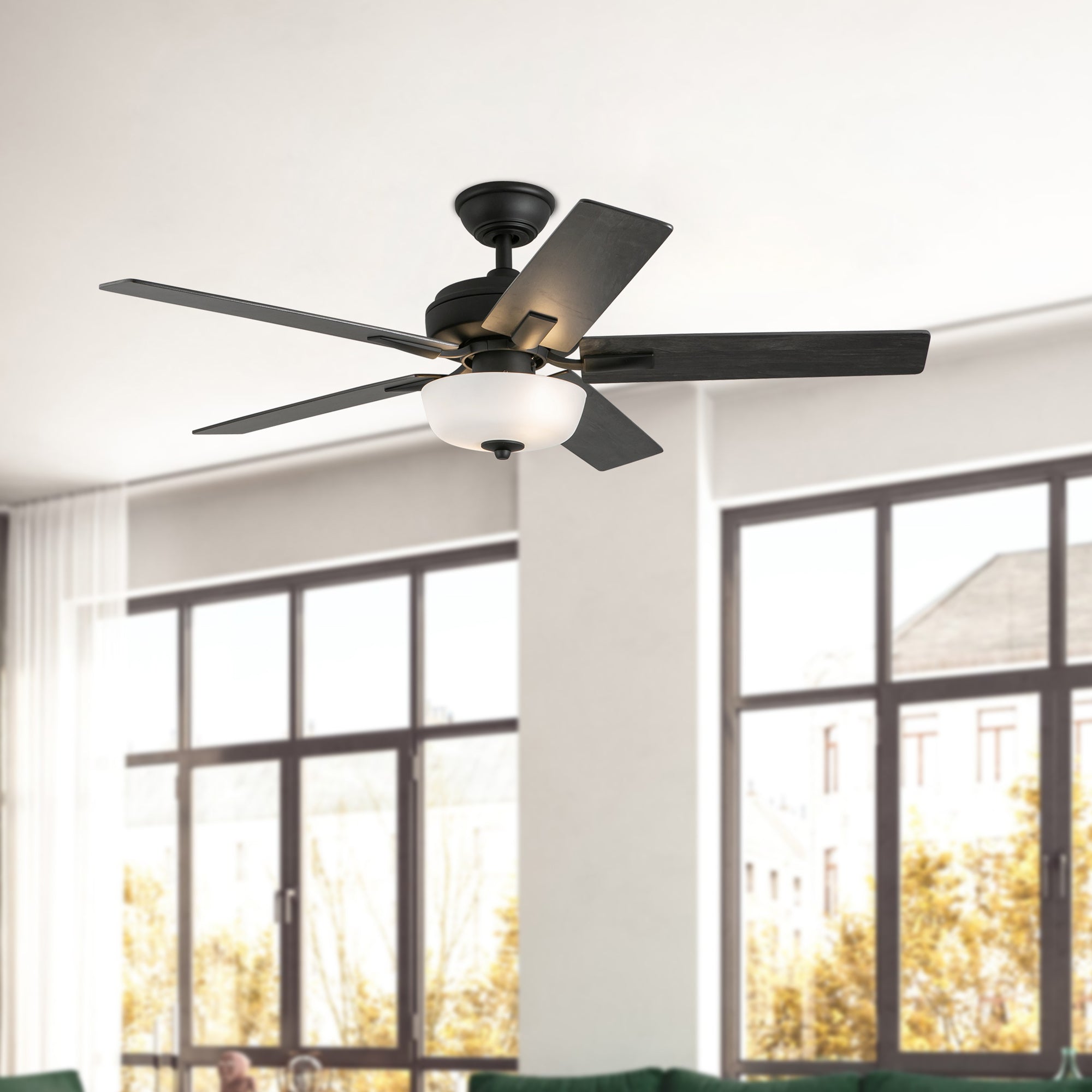 Erikson 52-in Matte Black FAN + LED KIT with Bulb Ceiling Fan