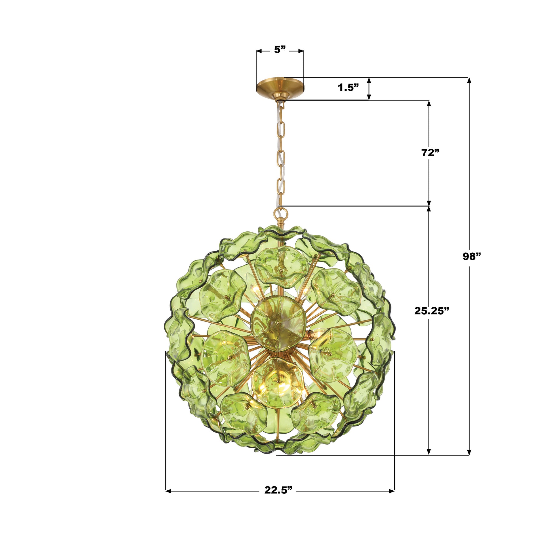 Crystorama Esme ESM-4006-AG-GR – 22.5 Inch – 9 Light – Pendant Light – Aged Brass – Dry Rated
